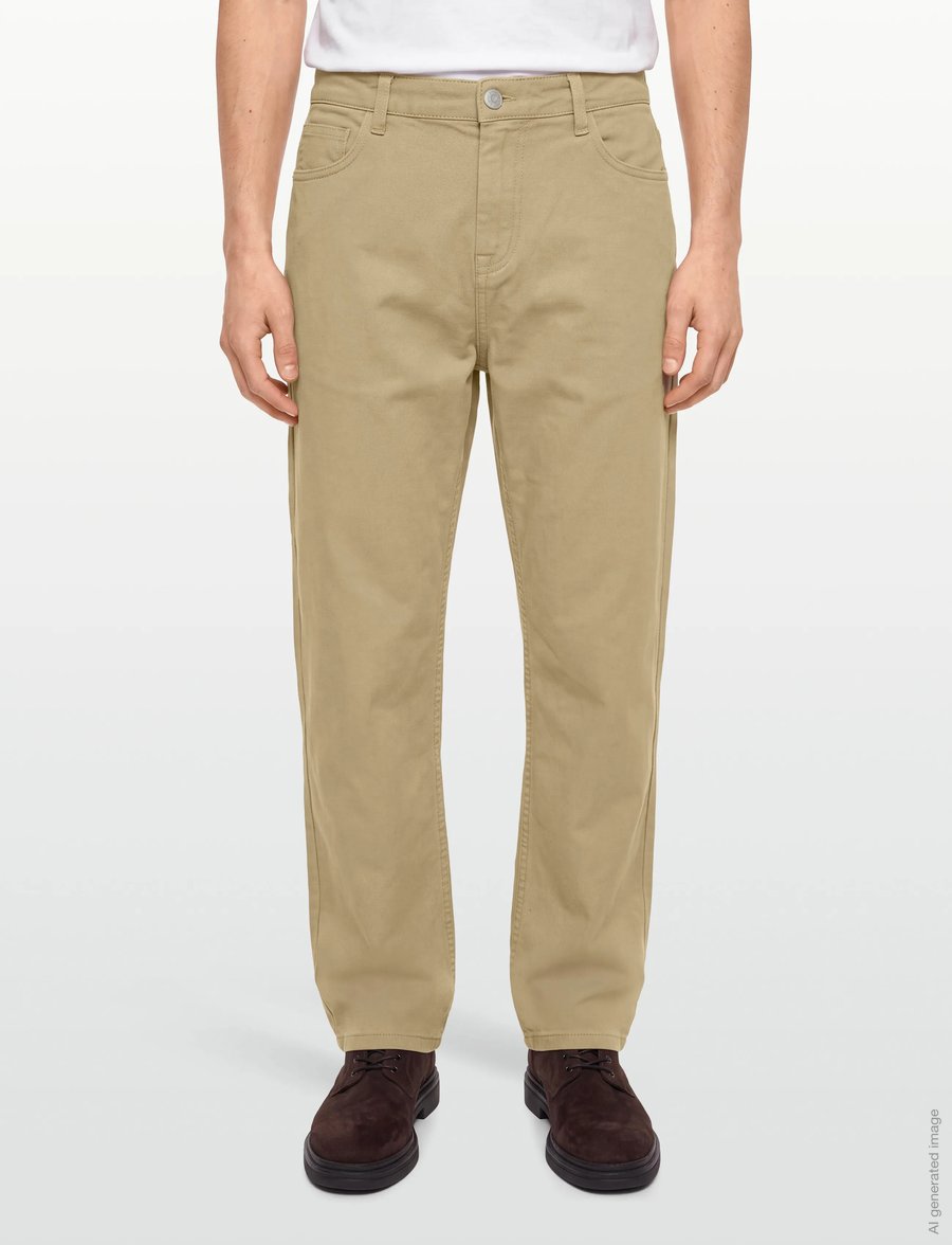 Knowledge Cotton Apparel - CALLA tapered mid-rise canvas workw - casual bukser - kelp melange - 3
