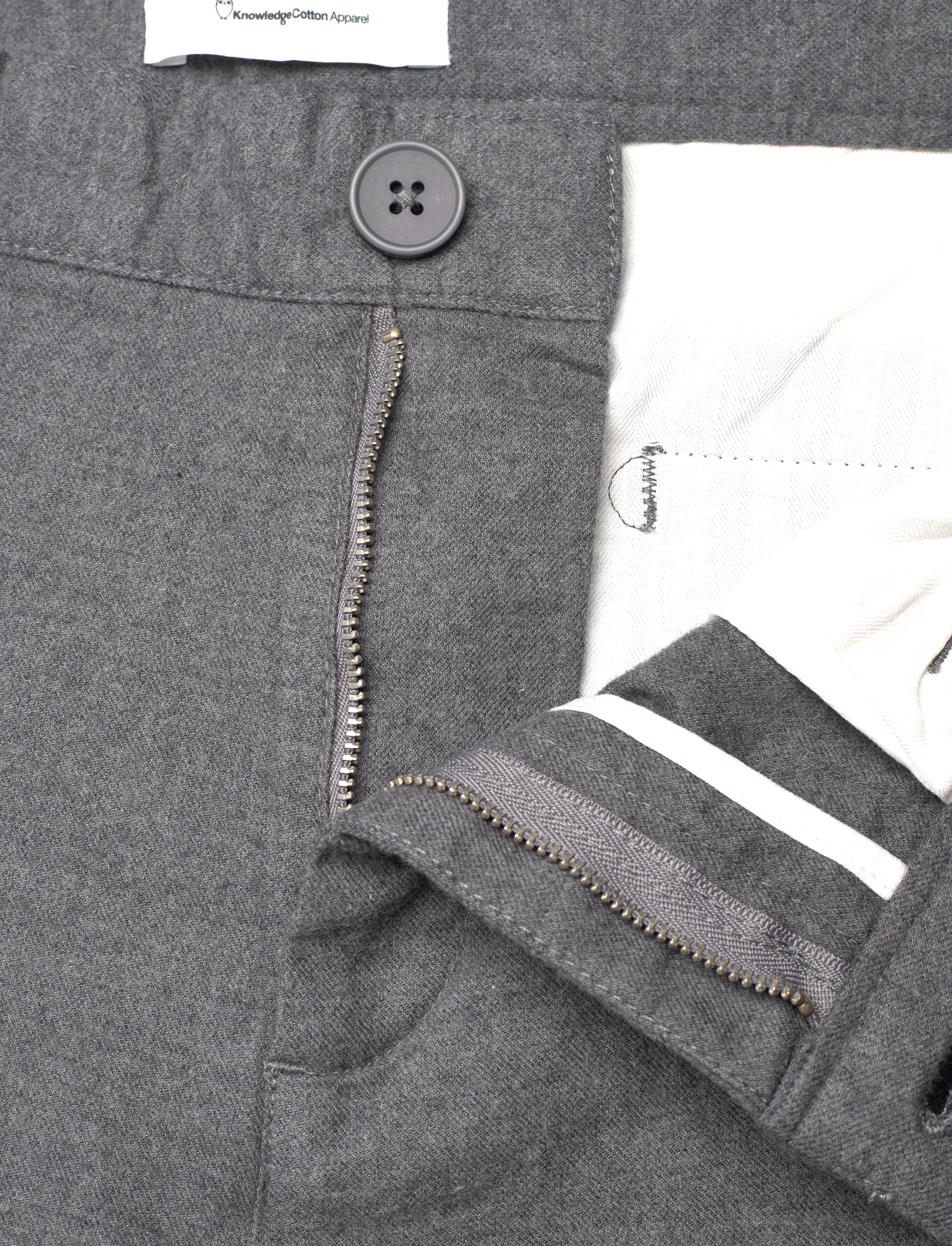 Knowledge Cotton Apparel - LUCA slim flannel chino - GOTS/Vega - dark grey melange - 1