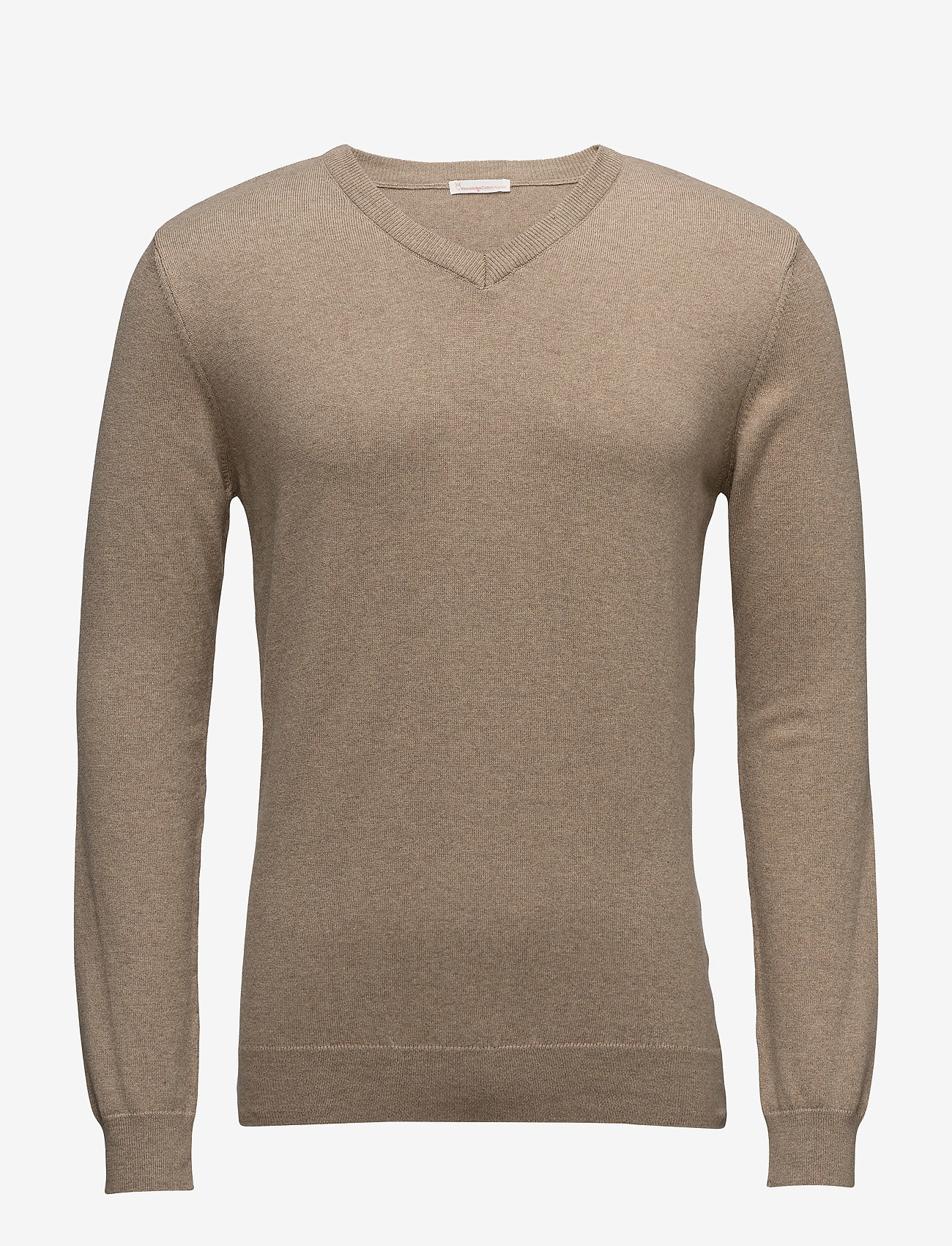 Knowledge Cotton Apparel - Basic V-Neck Cotton/Cashmere - GOTS - dessert sand - 0