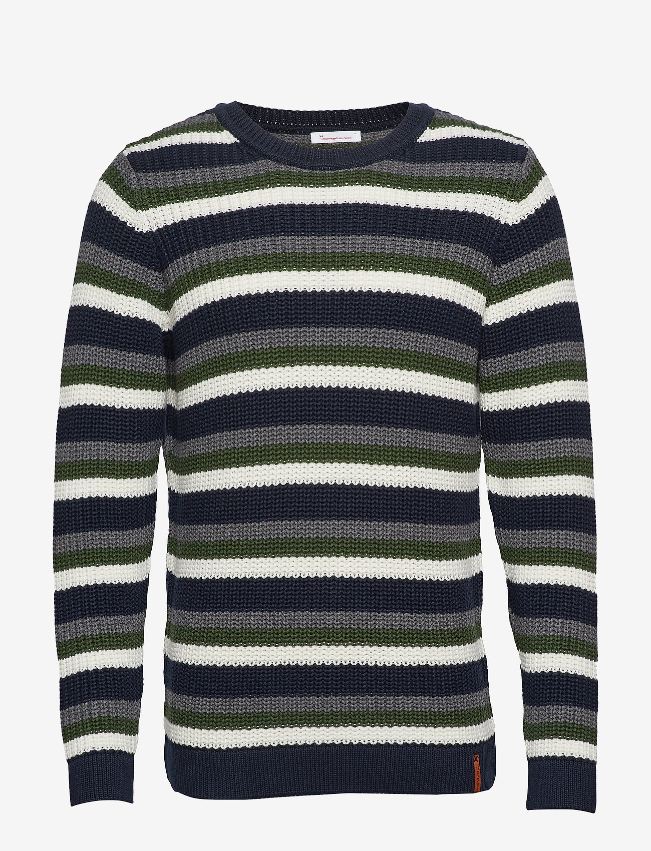 Knowledge Cotton Apparel - Striped rib o-neck - GOTS/Vegan - total eclipse - 1
