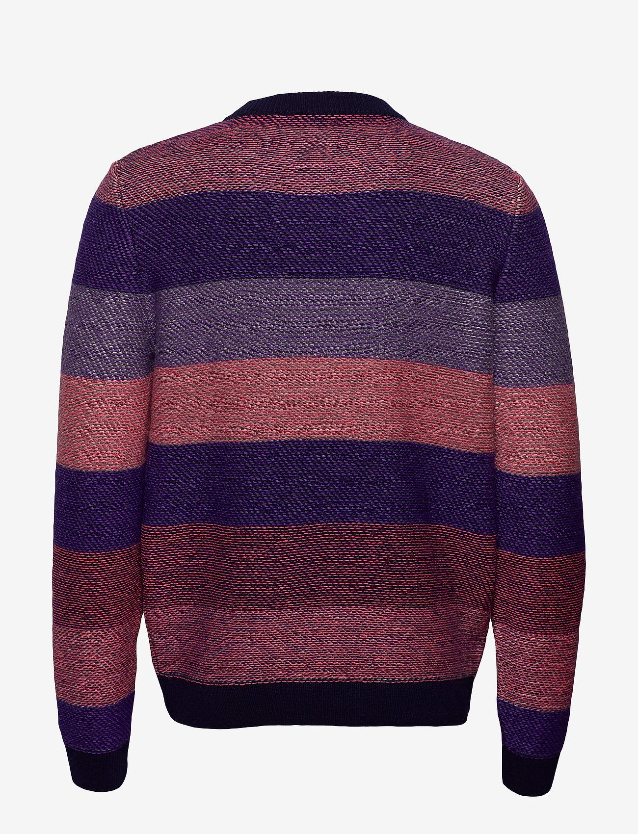 Knowledge Cotton Apparel - Multi colored striped o-neck knit - - total eclipse - 1