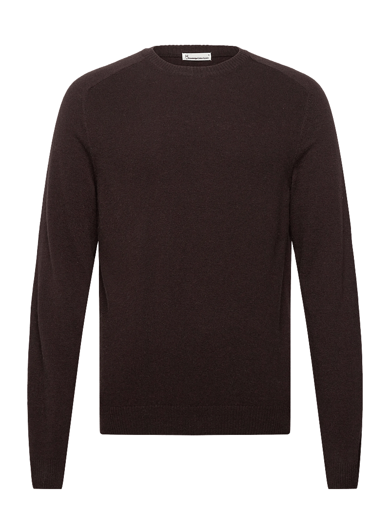 Knowledge Cotton Apparel - Lambswool Crew Neck RWS - rundhals - chocolate torte - 0