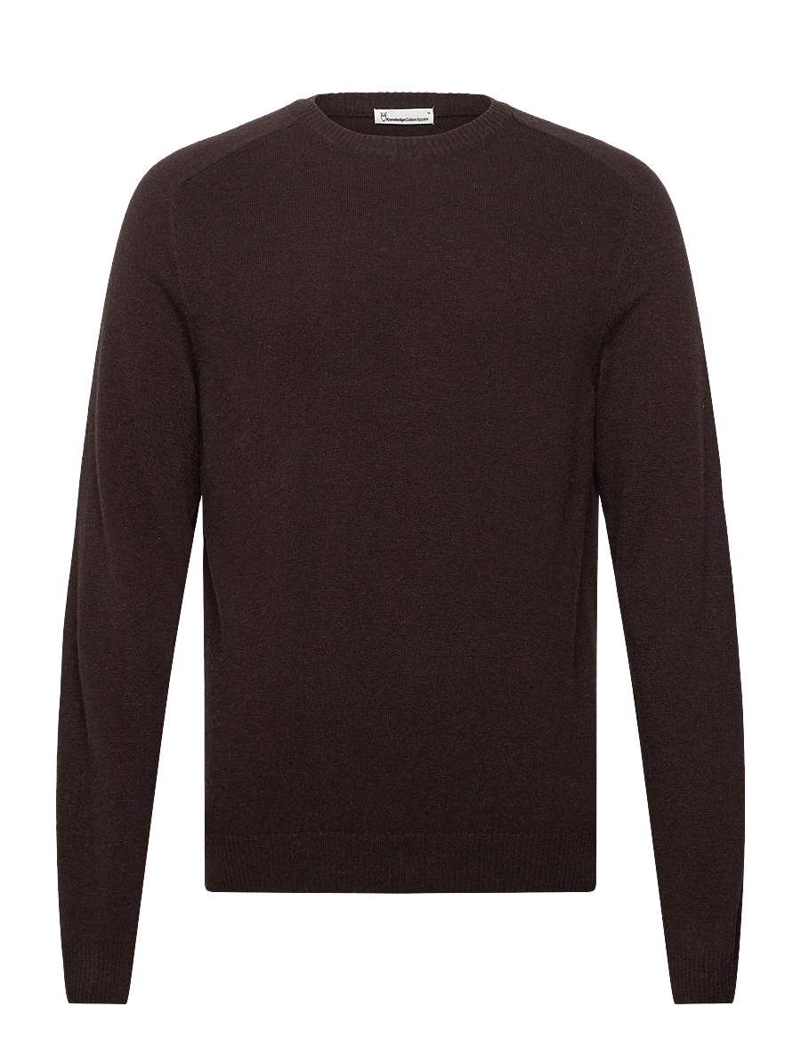 Knowledge Cotton Apparel - Lambswool Crew Neck - Ümara kaelusega - chocolate torte - 0