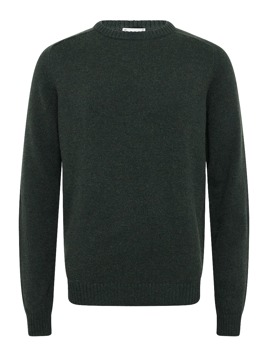 Knowledge Cotton Apparel - Lambswool Crew Neck - rund hals - forrest night - 0
