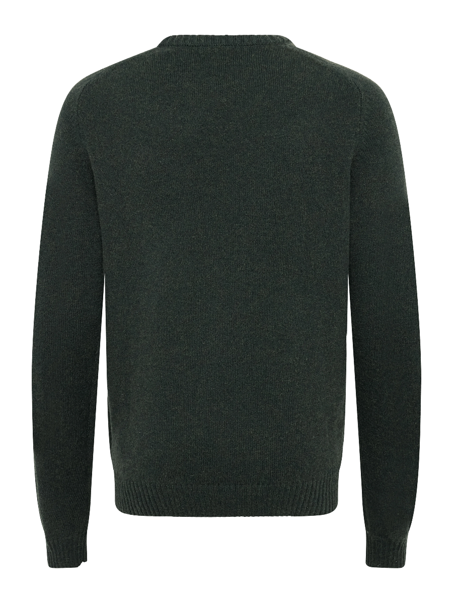 Knowledge Cotton Apparel - Lambswool Crew Neck - rund hals - forrest night - 1