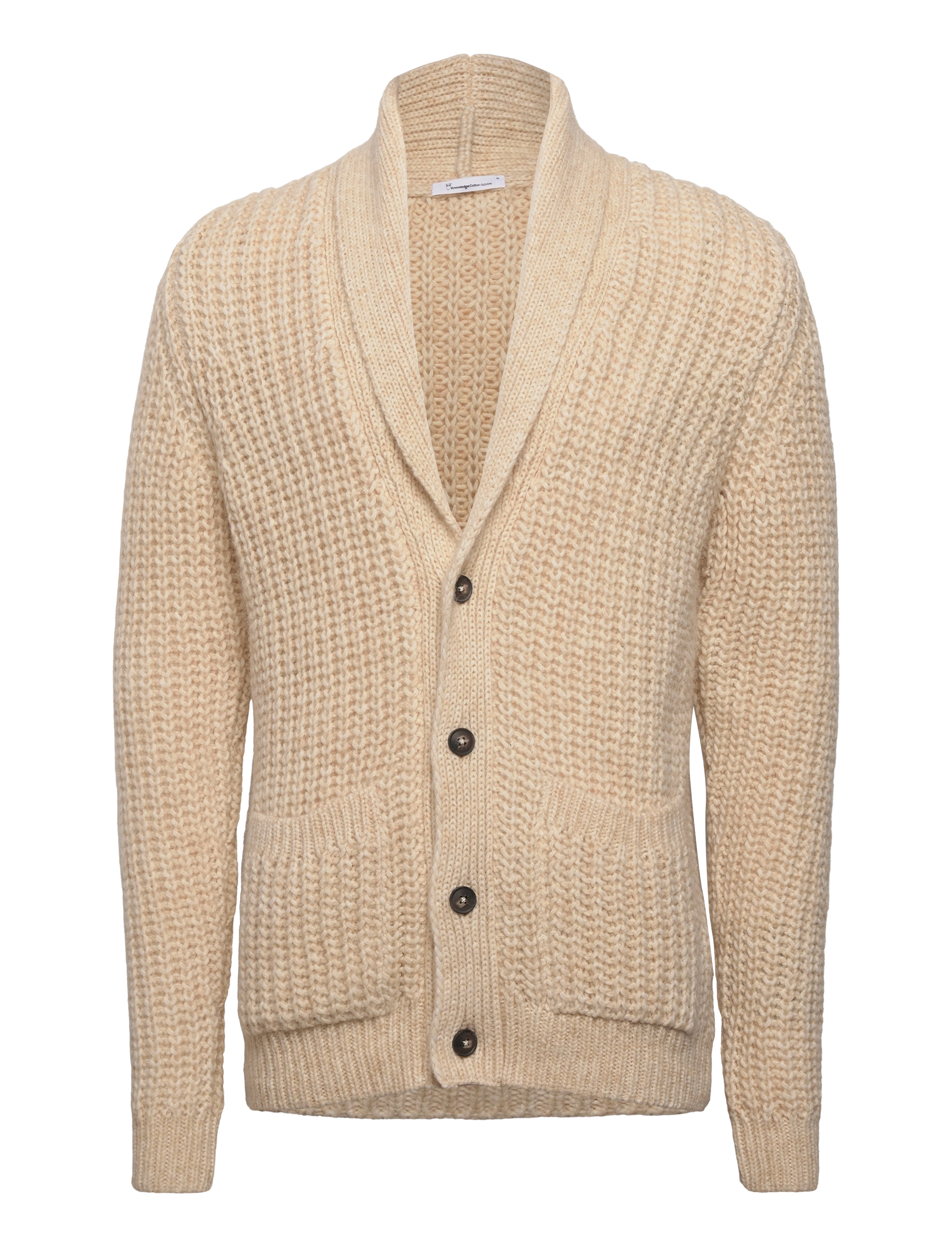 Knowledge Cotton Apparel - VALLEY alpaka cardigan rib knit - O - winter white - 0
