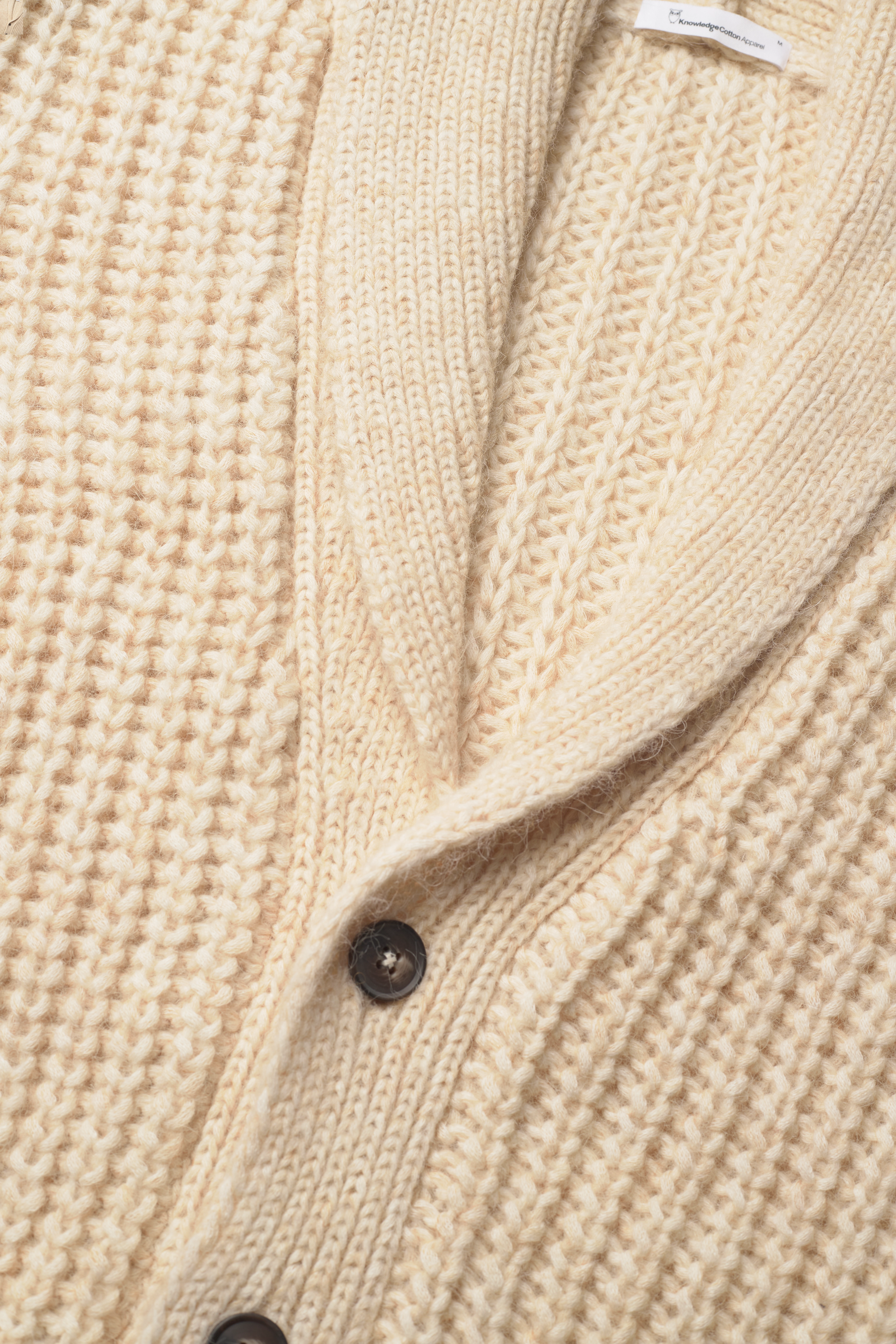 Knowledge Cotton Apparel - VALLEY alpaka cardigan rib knit - O - winter white - 2