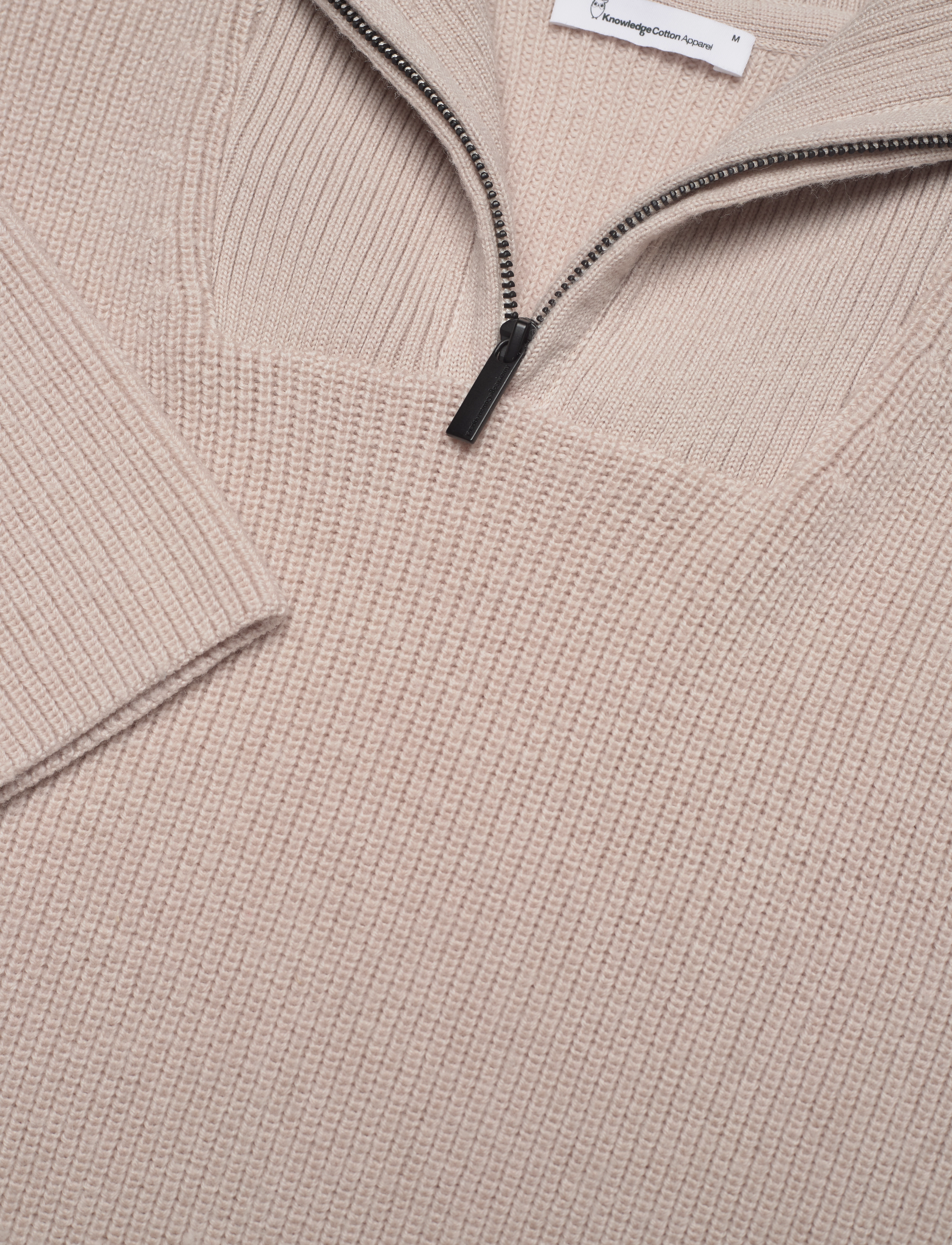 Knowledge Cotton Apparel - 1/2 neck zip merino wool rib knit - - kelp melange - 2