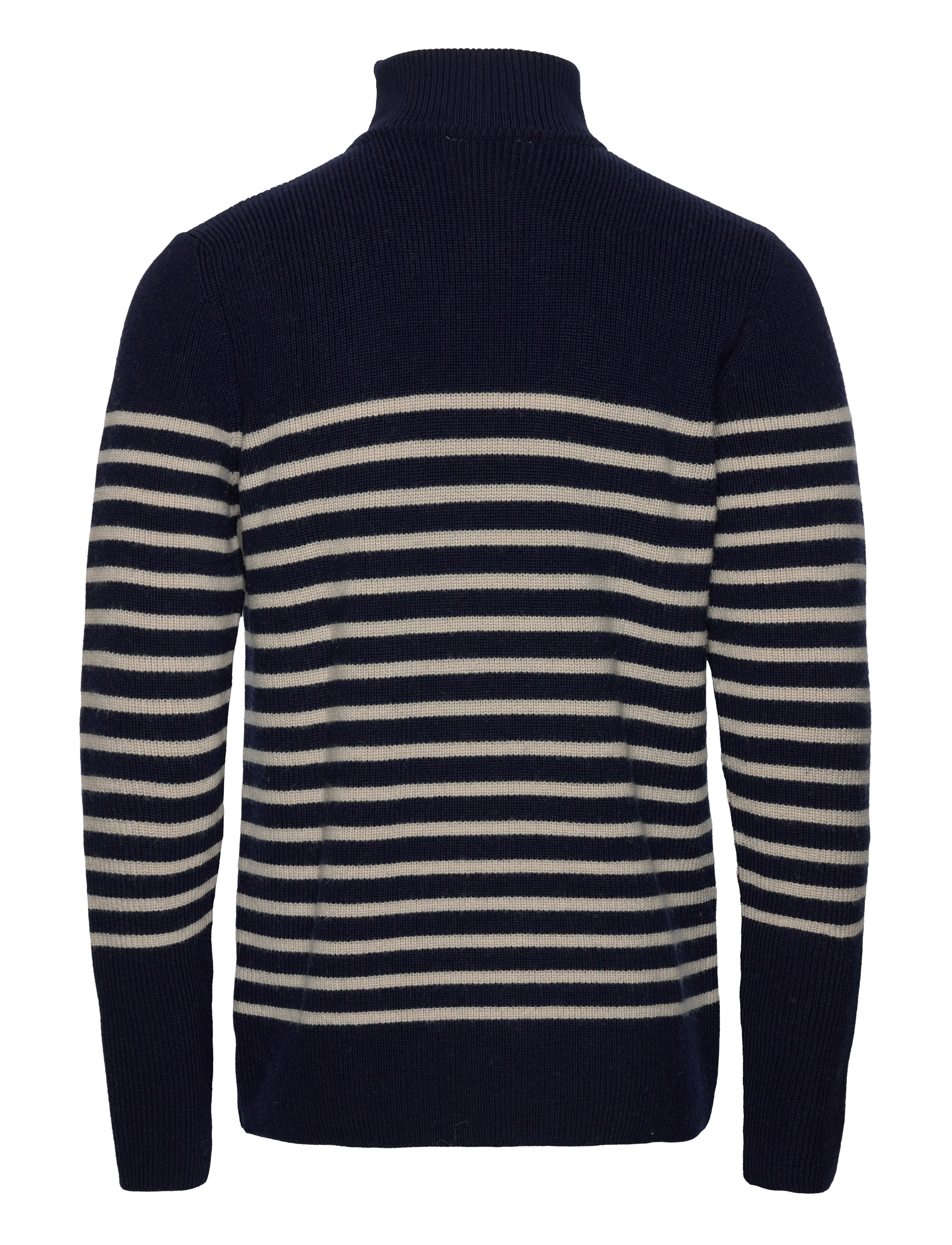 Knowledge Cotton Apparel - 1/2 neck zip merino wool rib knit - - total eclipse - 1