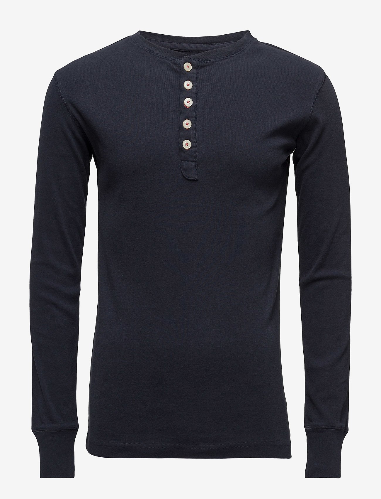 Knowledge Cotton Apparel - CEDAR LS Henley - GOTS/Vegan - total eclipse - 0