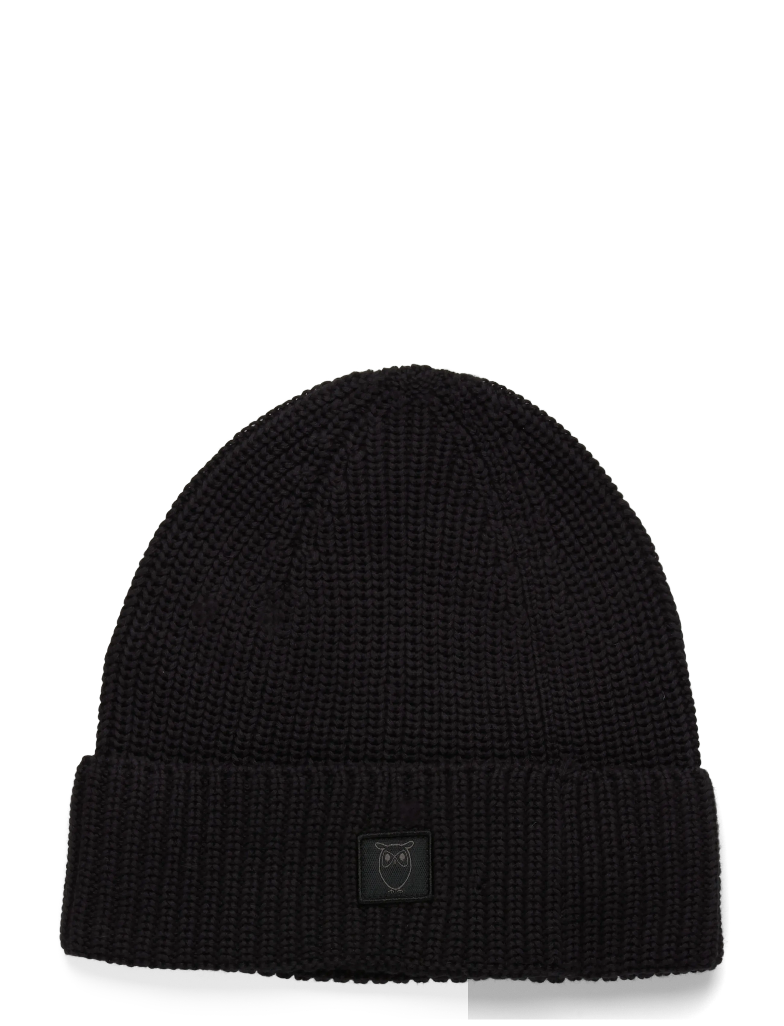 Knowledge Cotton Apparel Rib Hat Gots/Vegan, Mænd, Ribstrikket Hue, Sort, Str: ONE SIZE