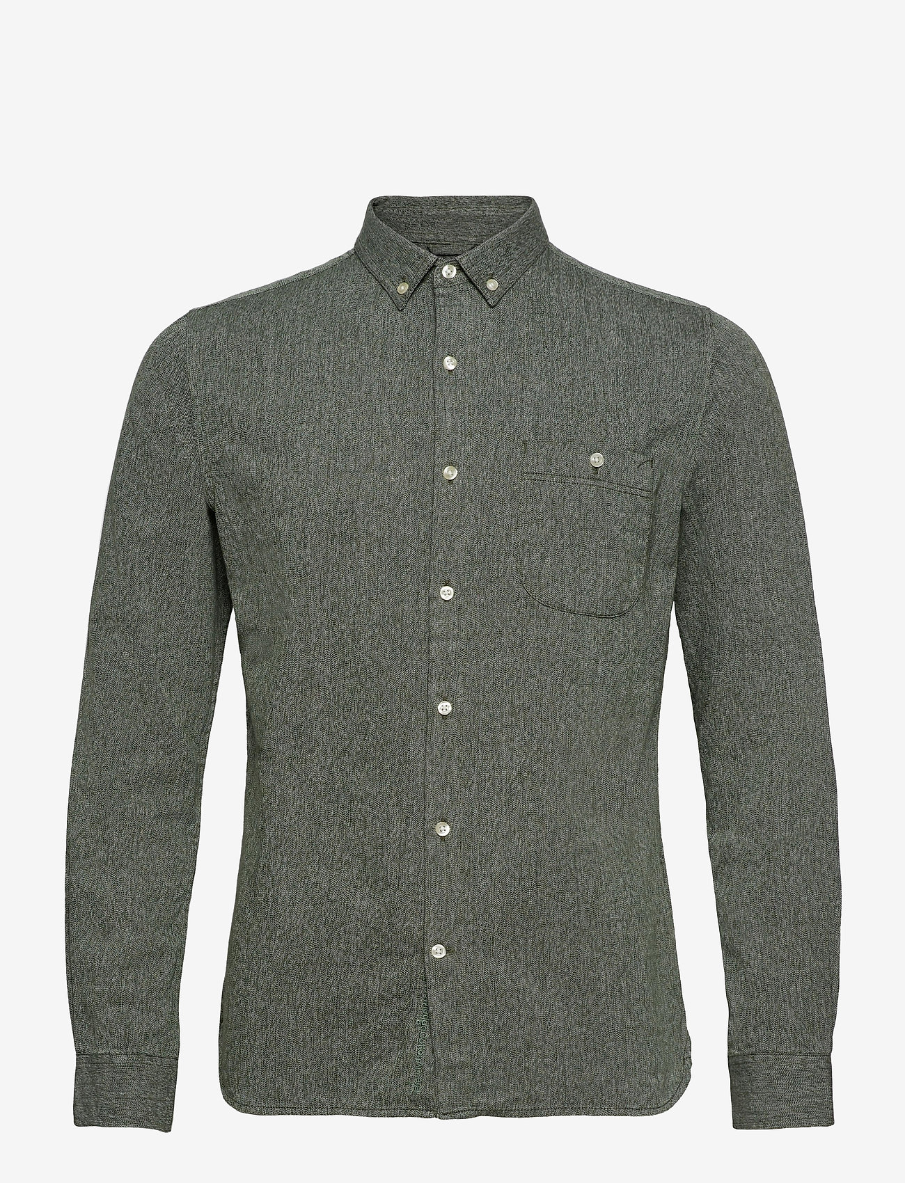 Knowledge Cotton Apparel - Melange Twill Shirt- GOTS - green forest - 0