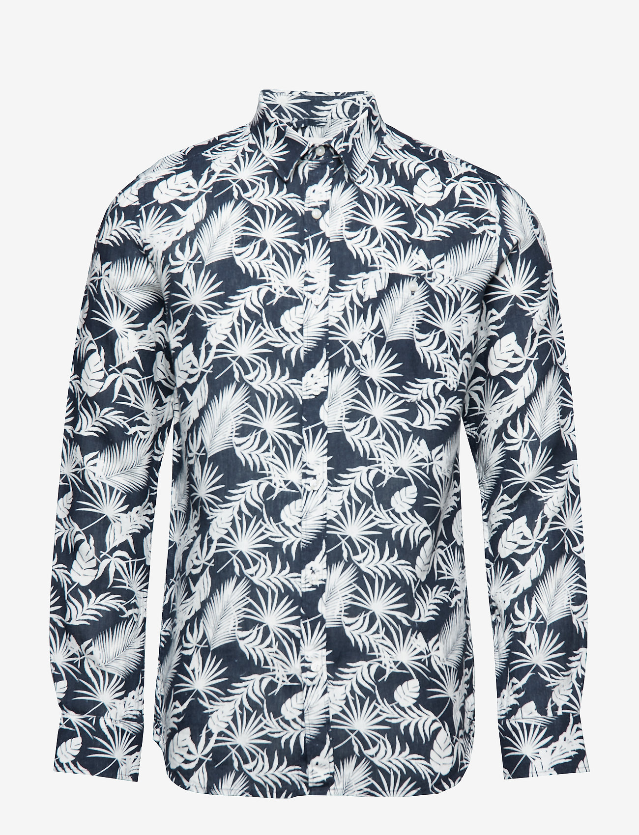 Knowledge Cotton Apparel - Linen shirt with all over print/Veg - total eclipse - 0
