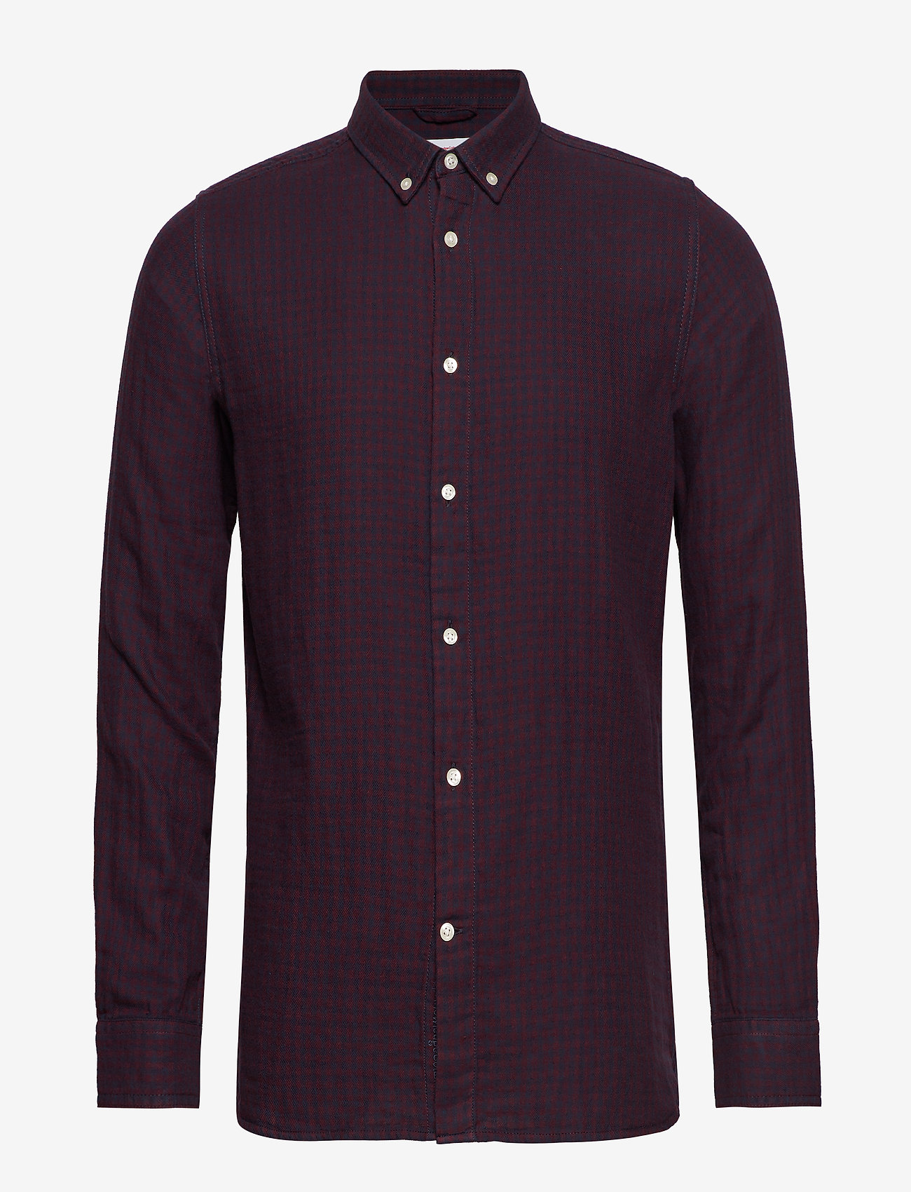Knowledge Cotton Apparel - Double layer checked custom fit shi - fig - 0