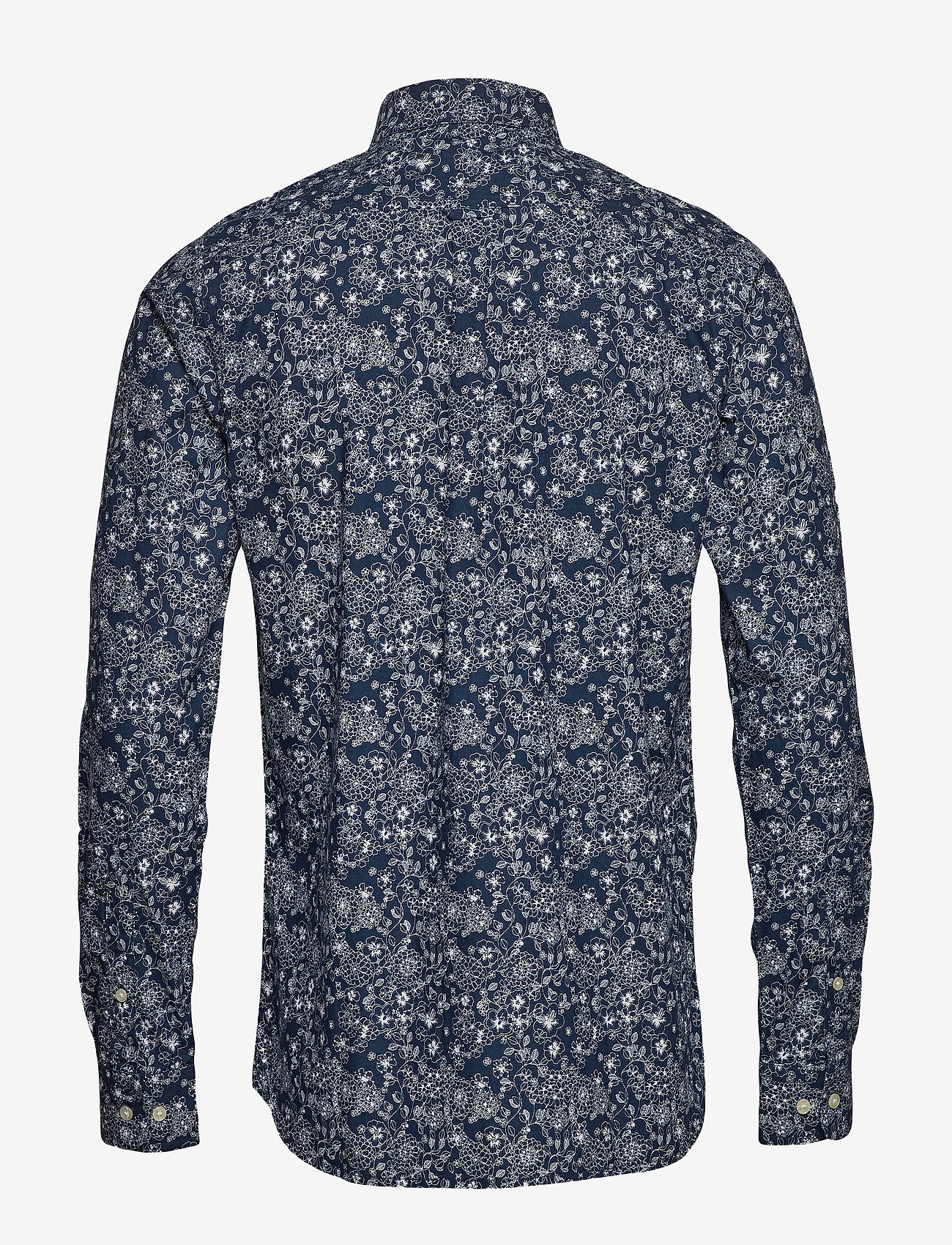 Knowledge Cotton Apparel - Outline flower printed shirt - GOTS - total eclipse - 2