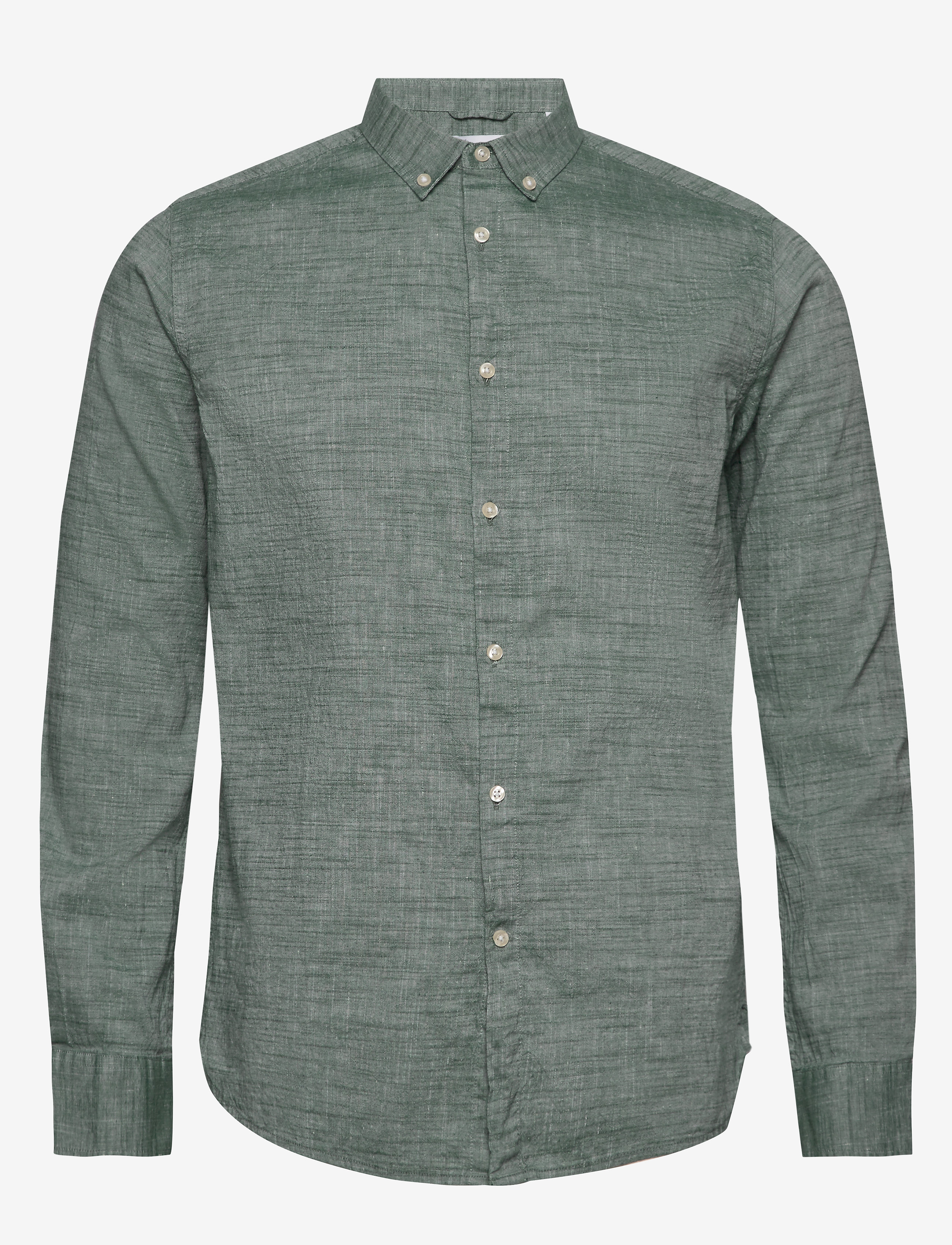 Knowledge Cotton Apparel - LARCH LS linen shirt - GOTS/Vegan - pineneedle - 0
