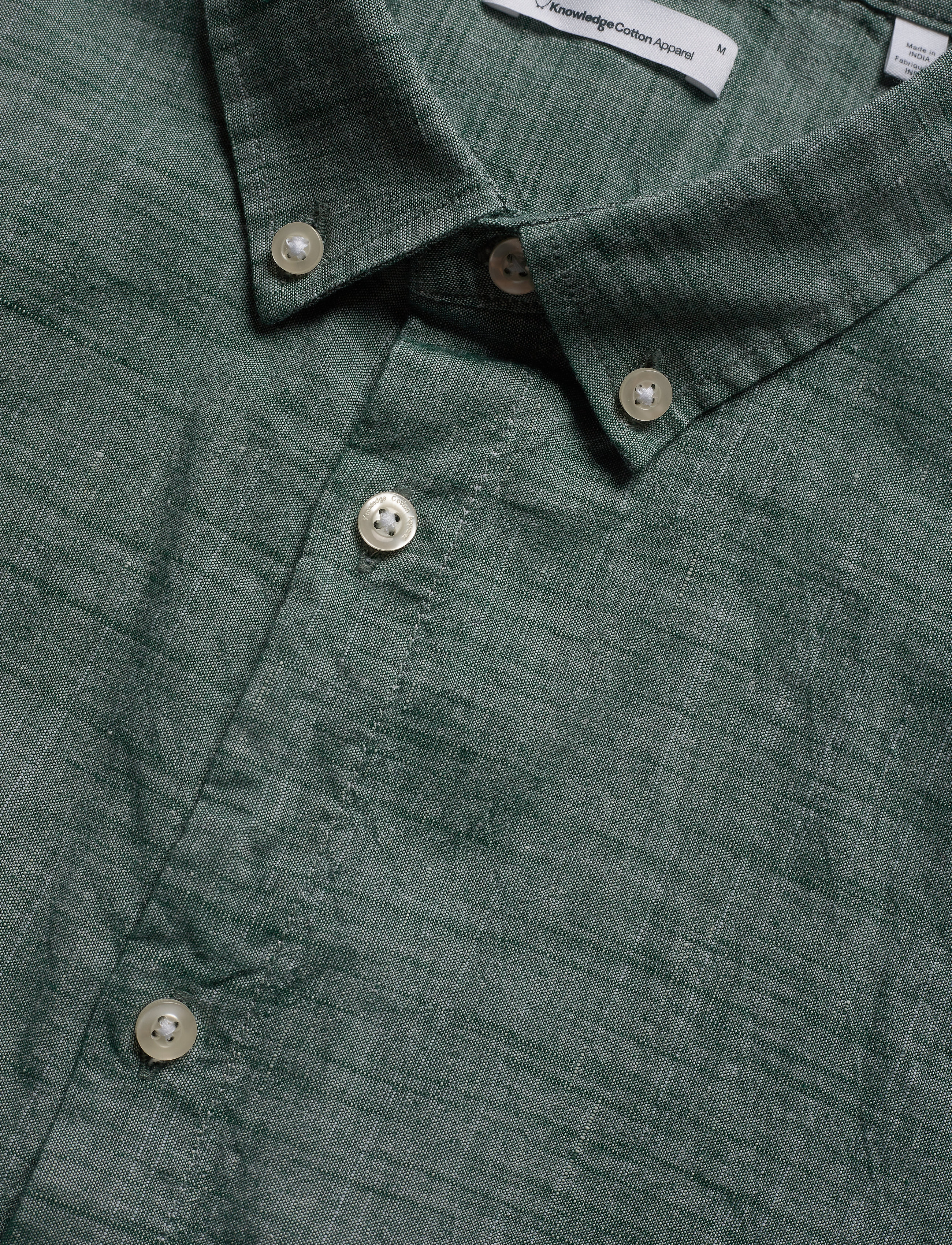 Knowledge Cotton Apparel - LARCH LS linen shirt - GOTS/Vegan - pineneedle - 3