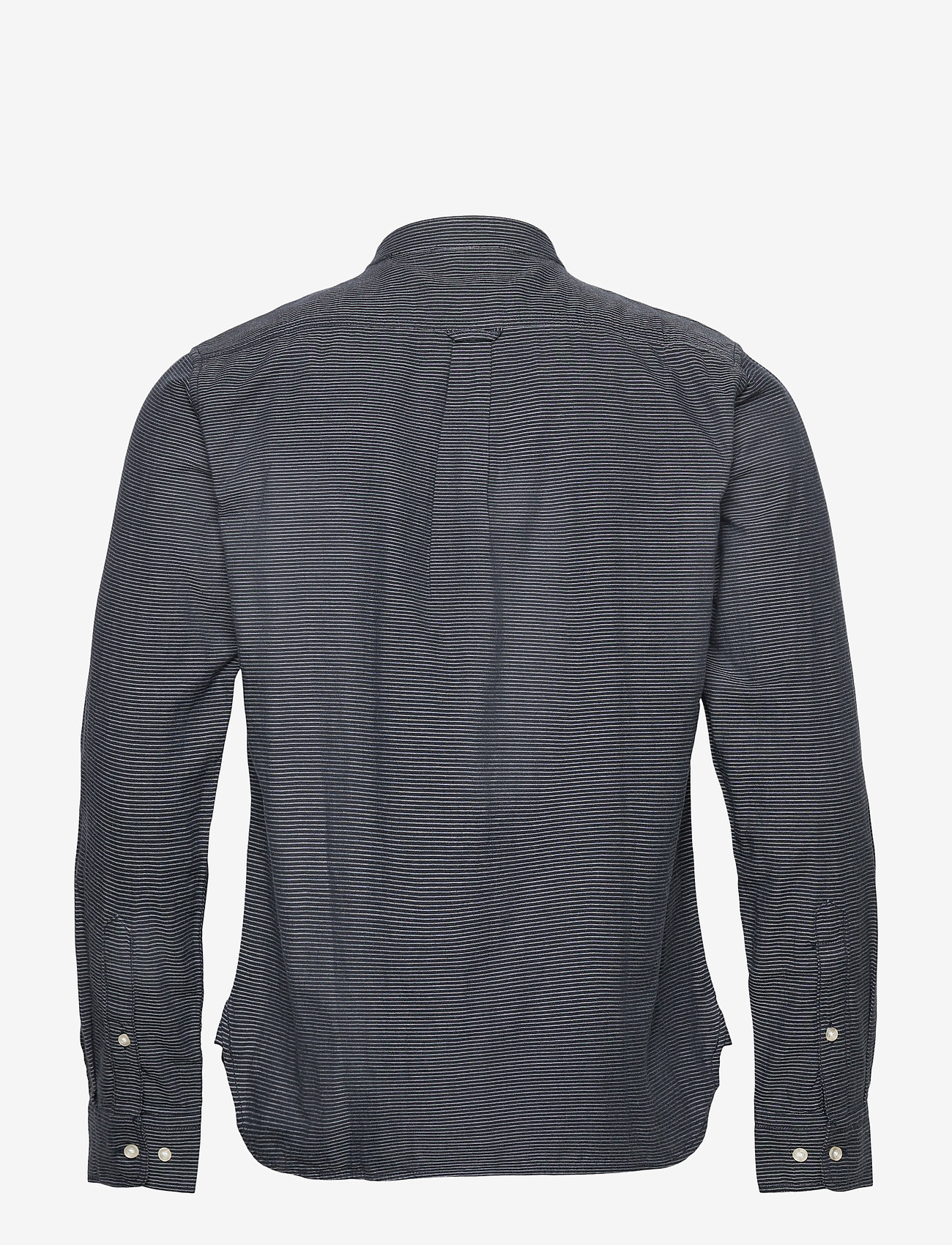 Knowledge Cotton Apparel - LARCH LS striped double layer stand - total eclipse - 1