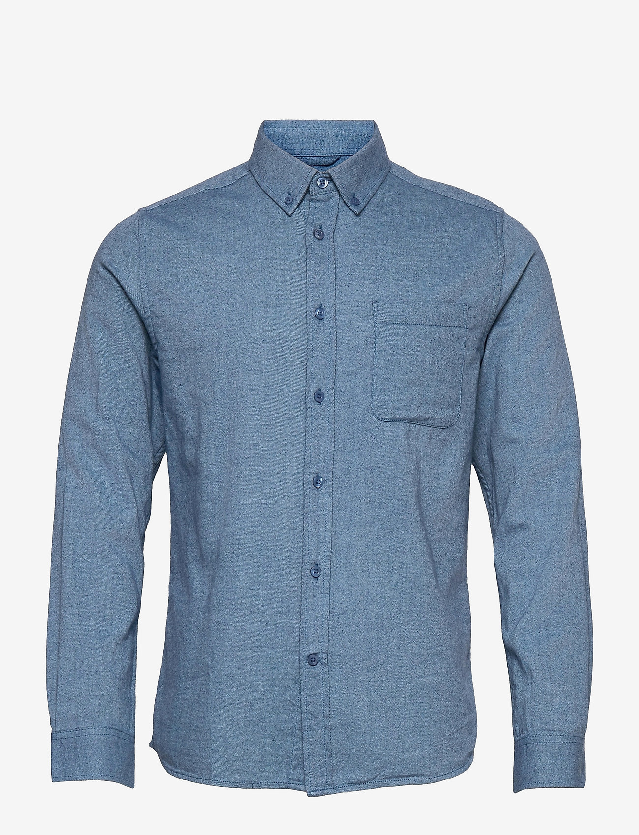Knowledge Cotton Apparel - Melangé flannel custom fit shirt - - dark denim - 0