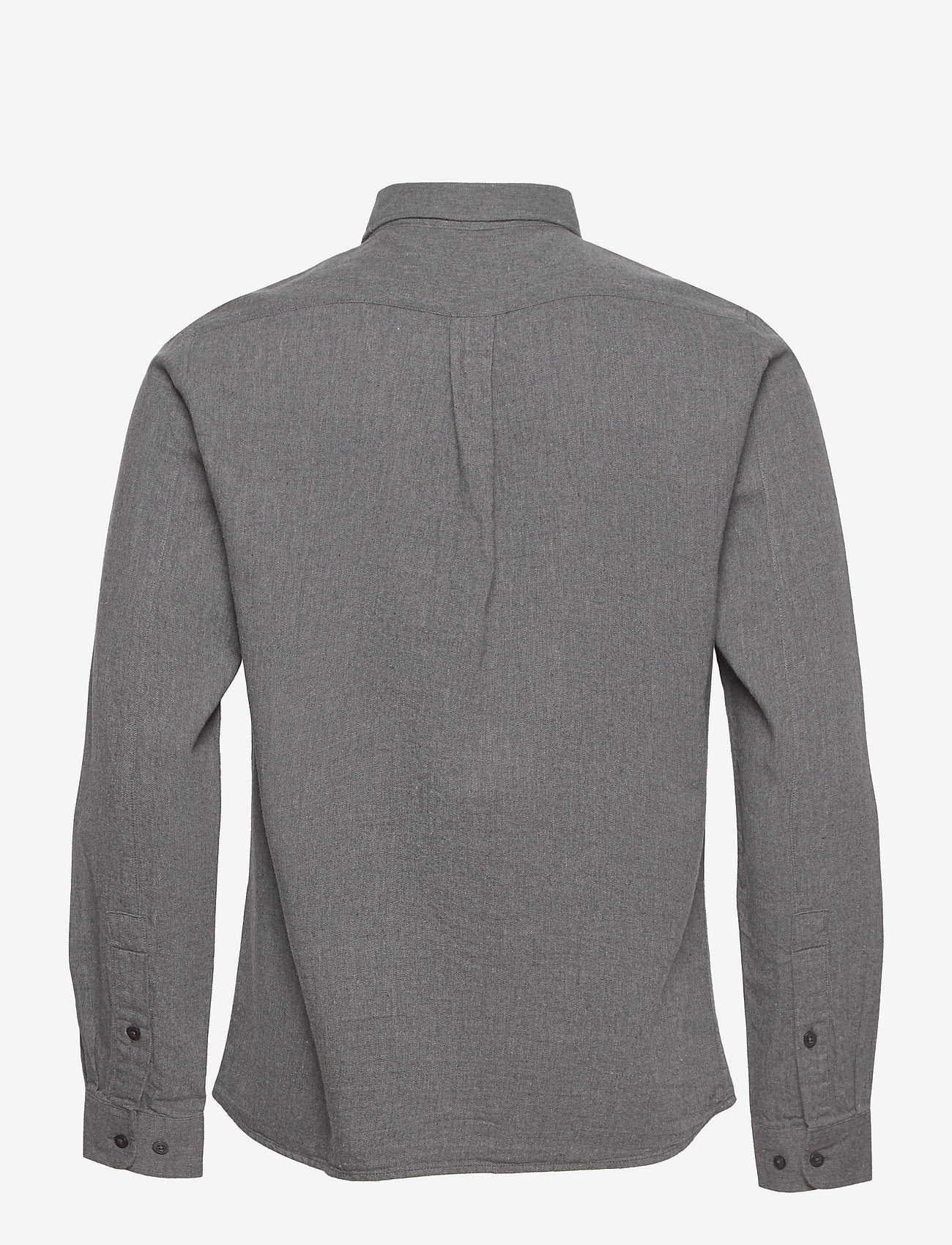 Knowledge Cotton Apparel - Melangé flannel custom fit shirt - - dark grey melange - 1