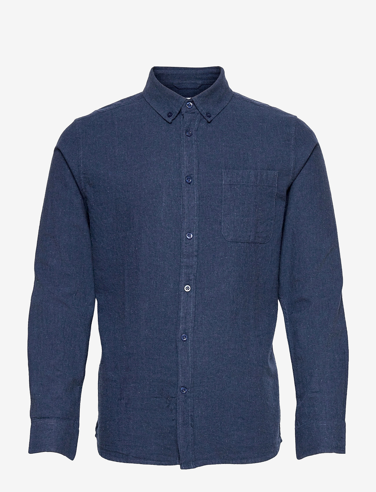 Knowledge Cotton Apparel - Melangé flannel custom fit shirt - - estate blue - 0