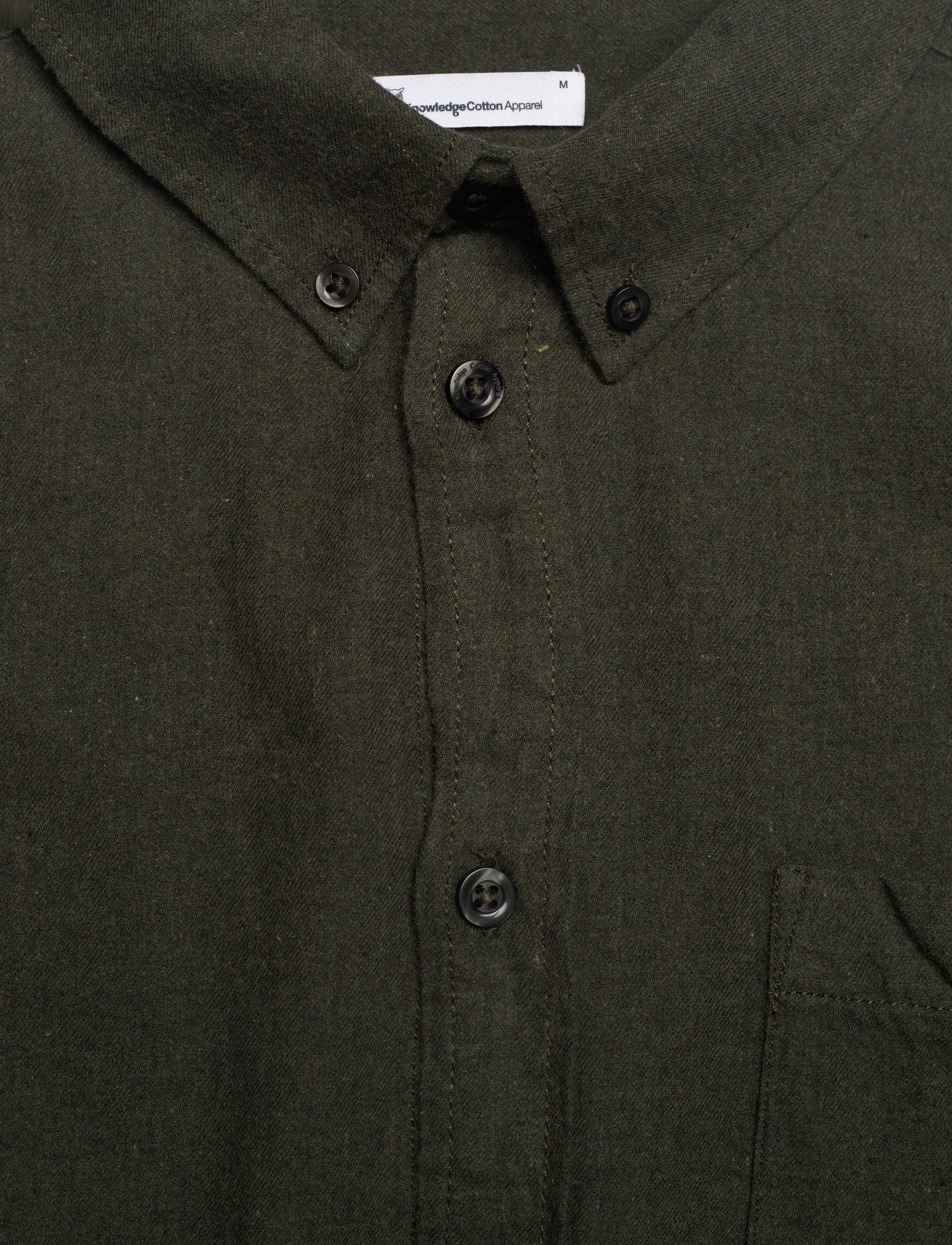 Knowledge Cotton Apparel - Melangé flannel custom fit shirt - - forrest night - 3