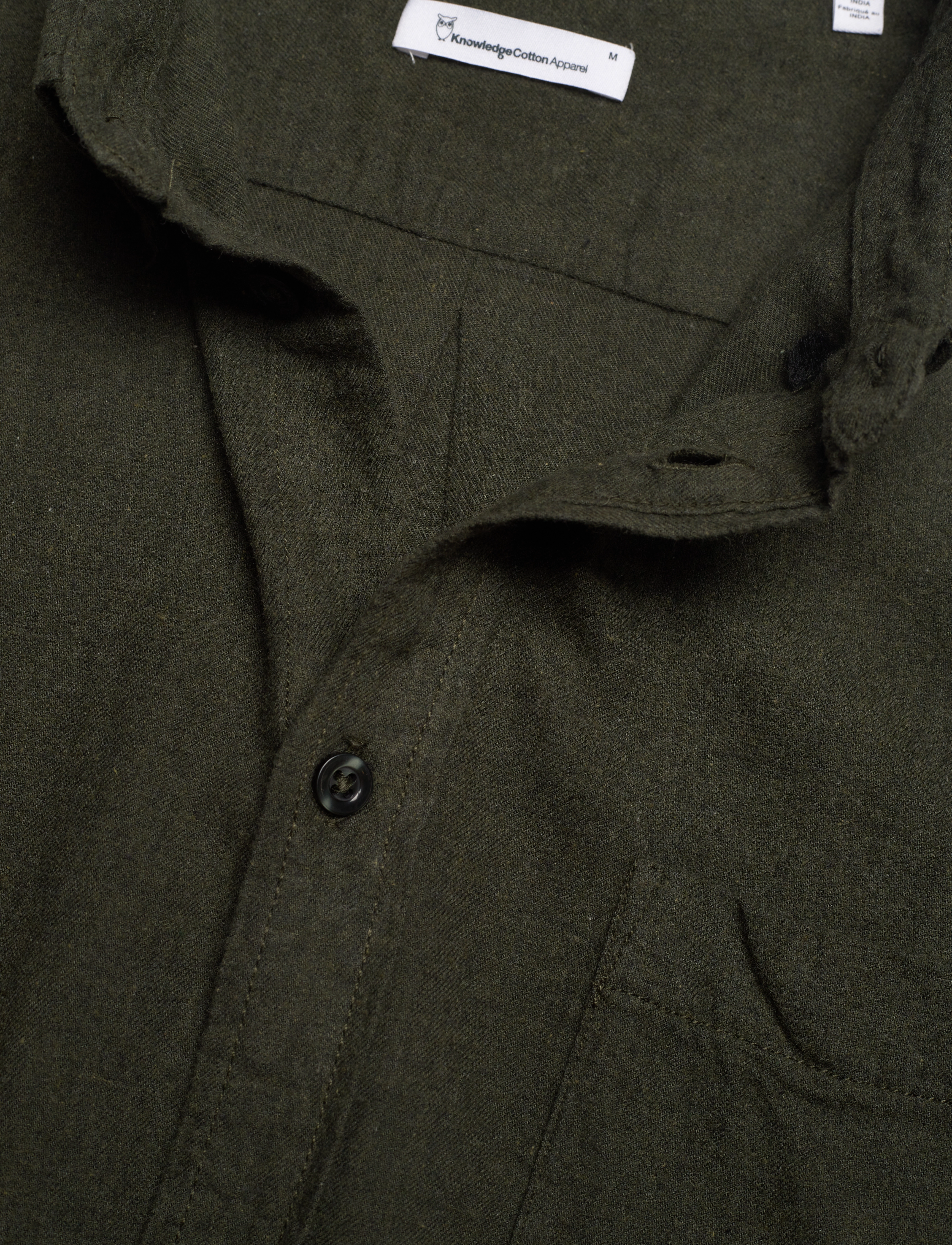 Knowledge Cotton Apparel - Melangé flannel custom fit shirt - - forrest night - 4