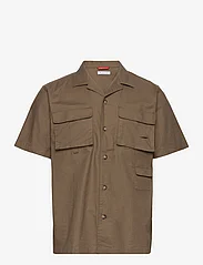 Knowledge Cotton Apparel - WAVE utility stretch canvas box fit - short-sleeved t-shirts - burned olive - 0