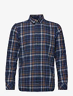 Big checked flannel relaxed fit shi - ESTATE BLUE