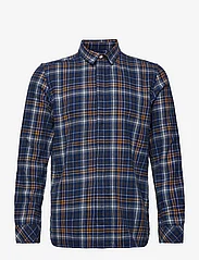 Knowledge Cotton Apparel - Big checked flannel relaxed fit shi - rutede skjorter - estate blue - 0