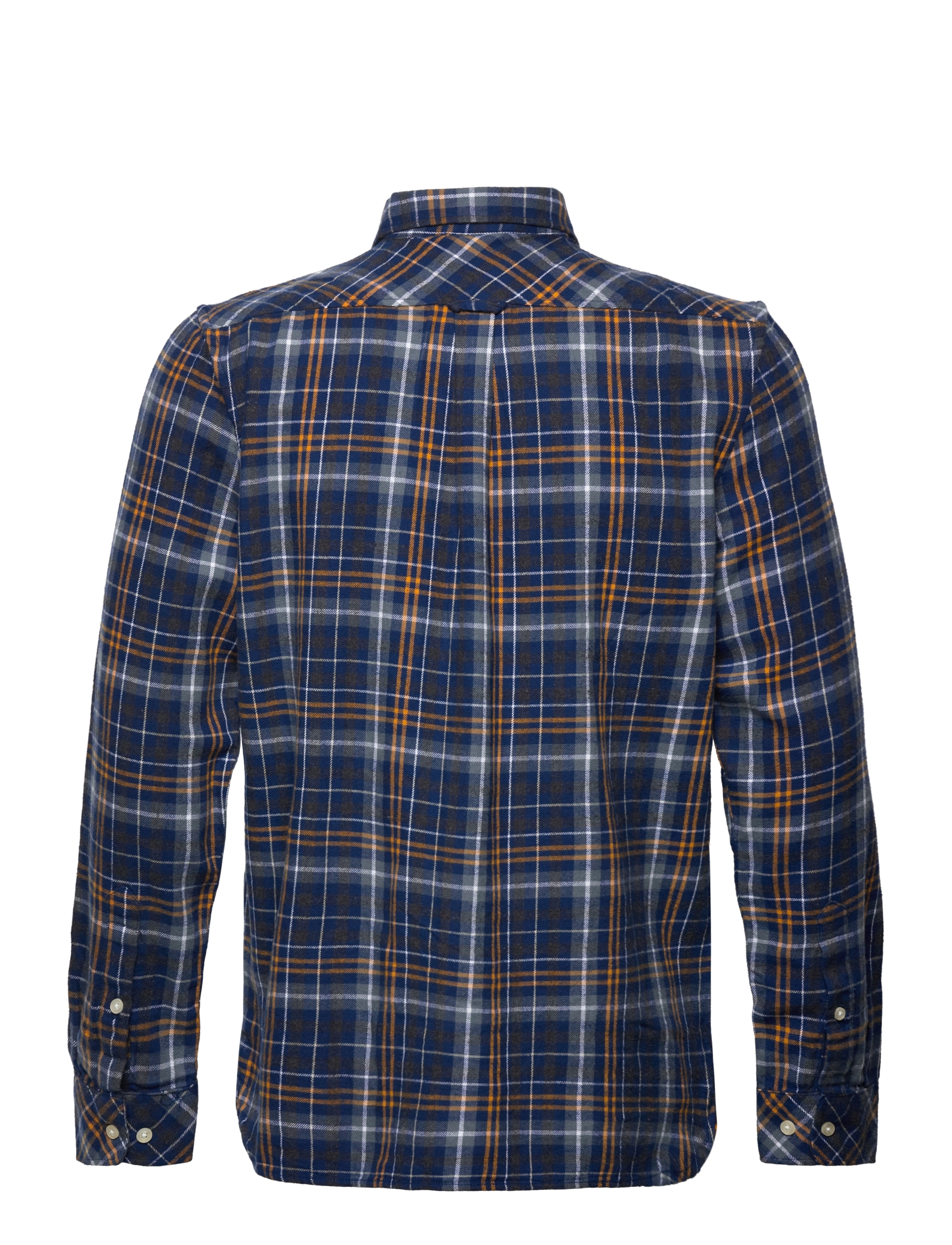 Knowledge Cotton Apparel - Big checked flannel relaxed fit shi - estate blue - 1