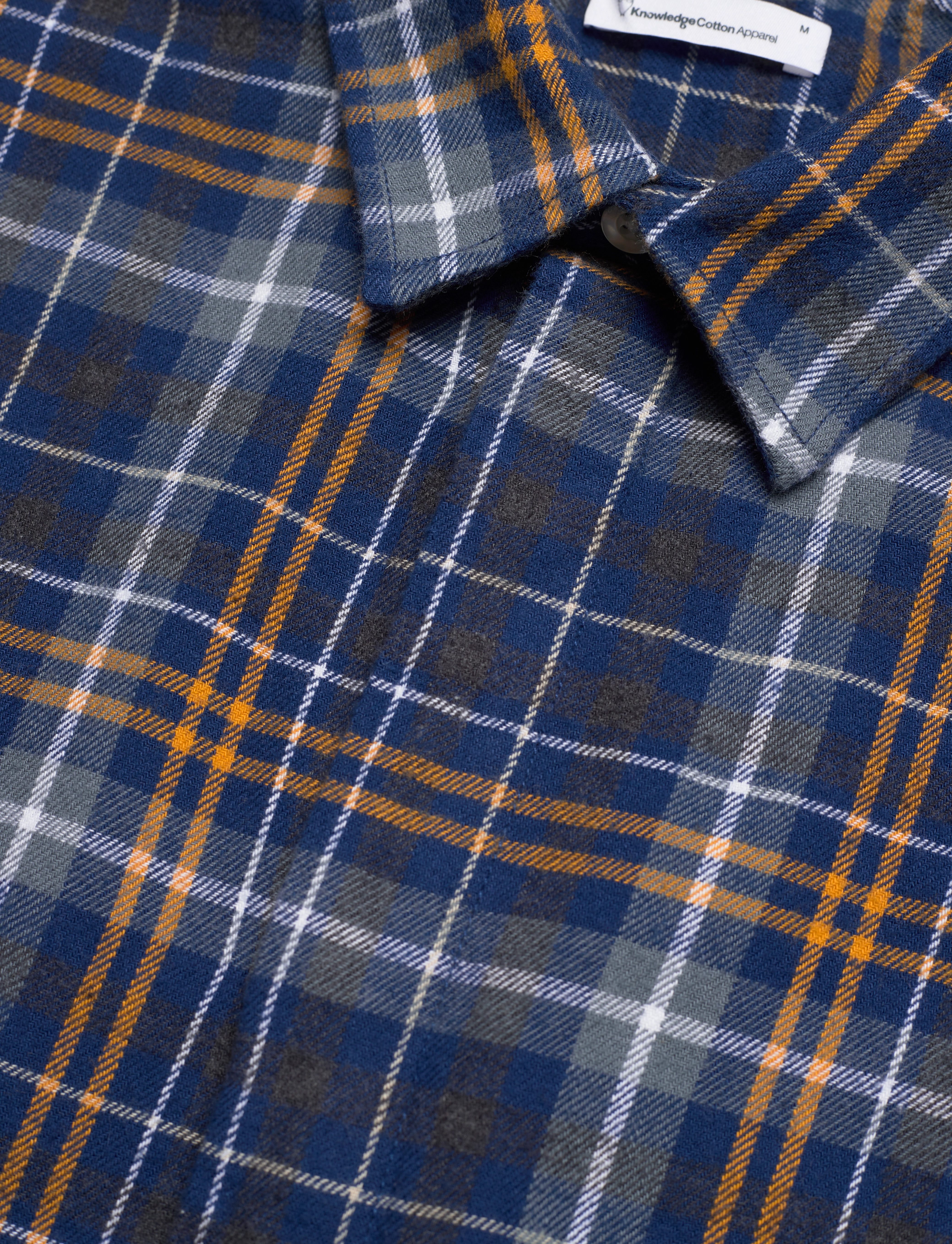 Knowledge Cotton Apparel - Big checked flannel relaxed fit shi - estate blue - 3