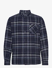 Knowledge Cotton Apparel - Light flannel checkered relaxed fit - checkered shirts - navy check - 0