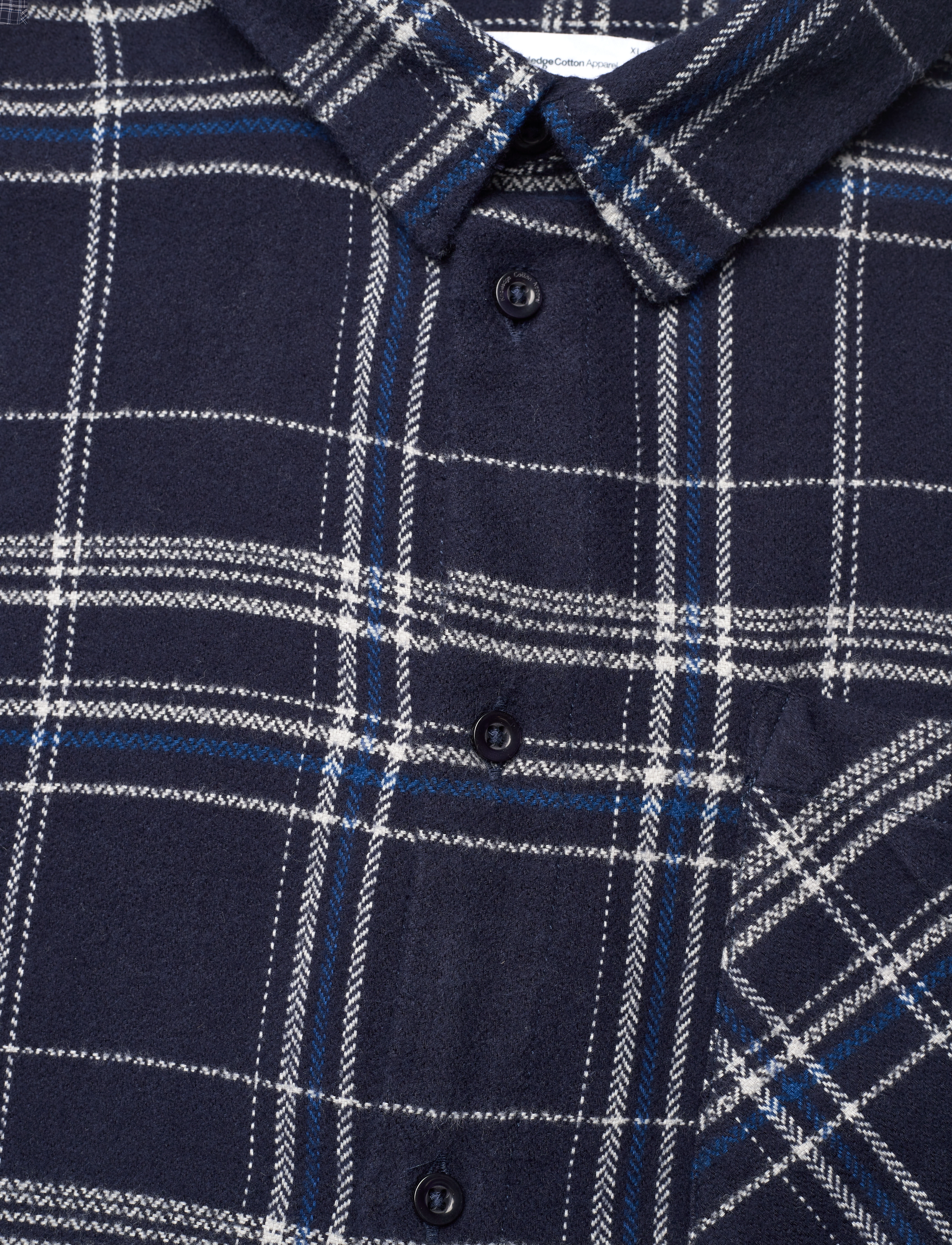 Knowledge Cotton Apparel - Light flannel checkered relaxed fit - navy check - 2