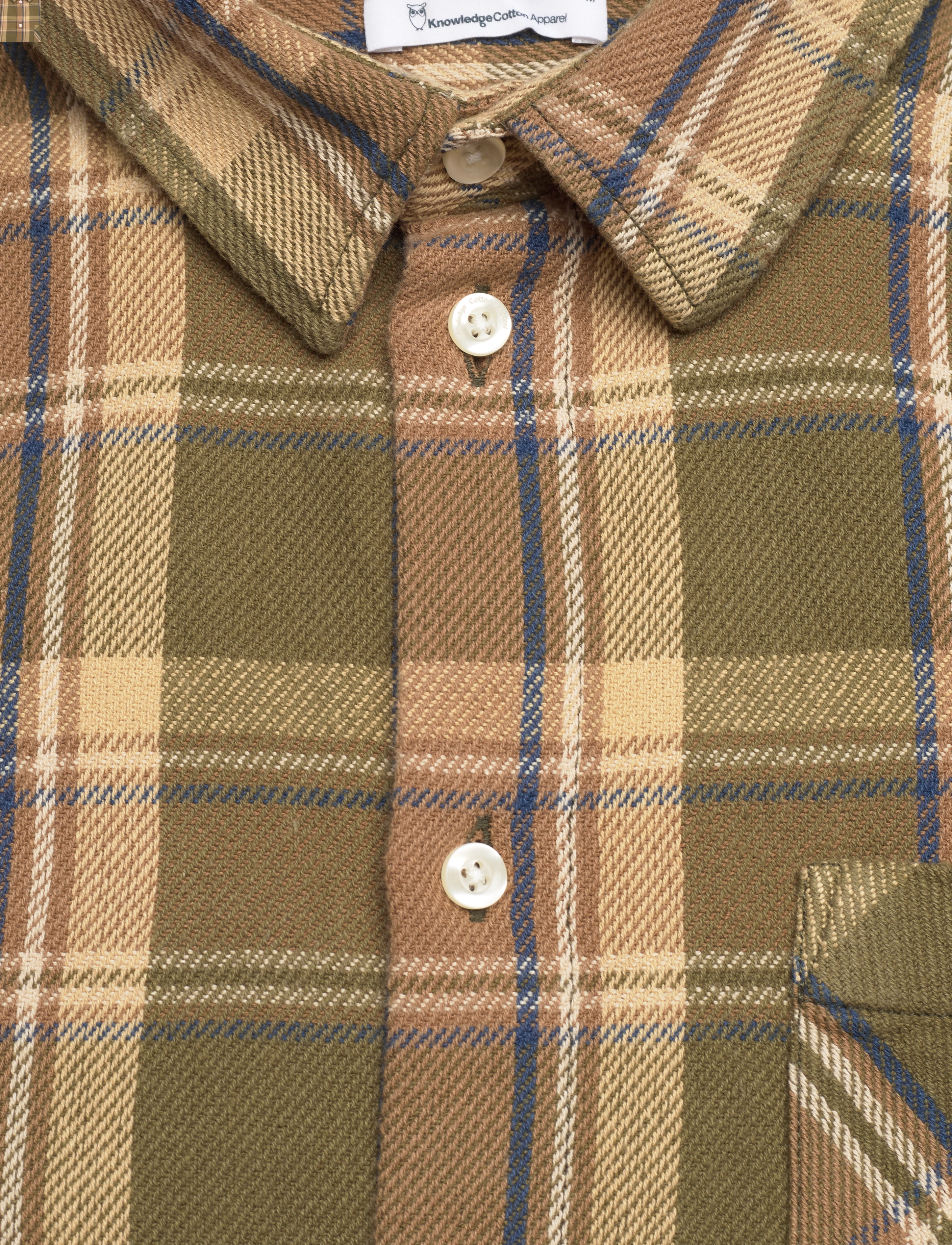Knowledge Cotton Apparel - Light flannel checkered relaxed fit - green check - 2