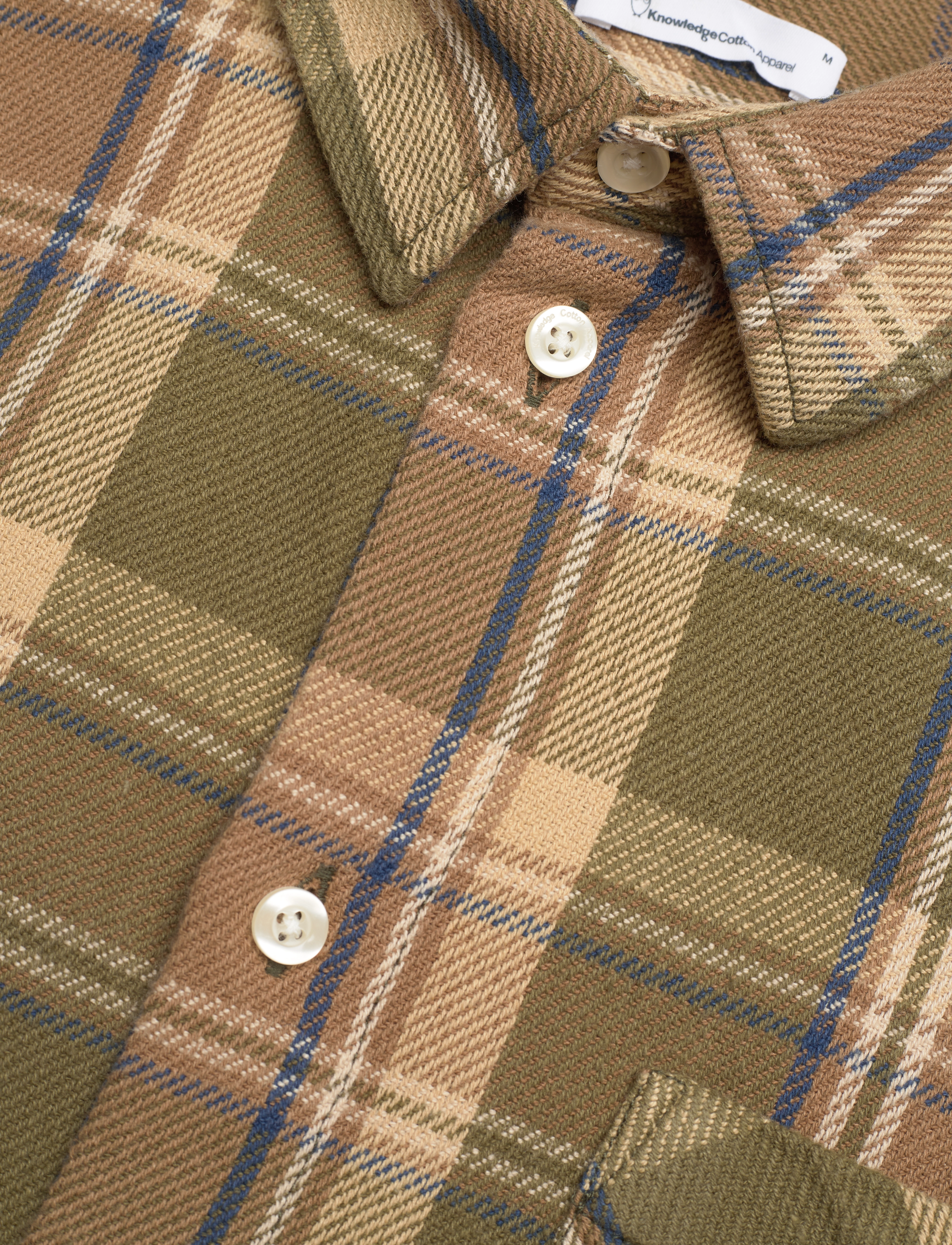 Knowledge Cotton Apparel - Light flannel checkered relaxed fit - green check - 3