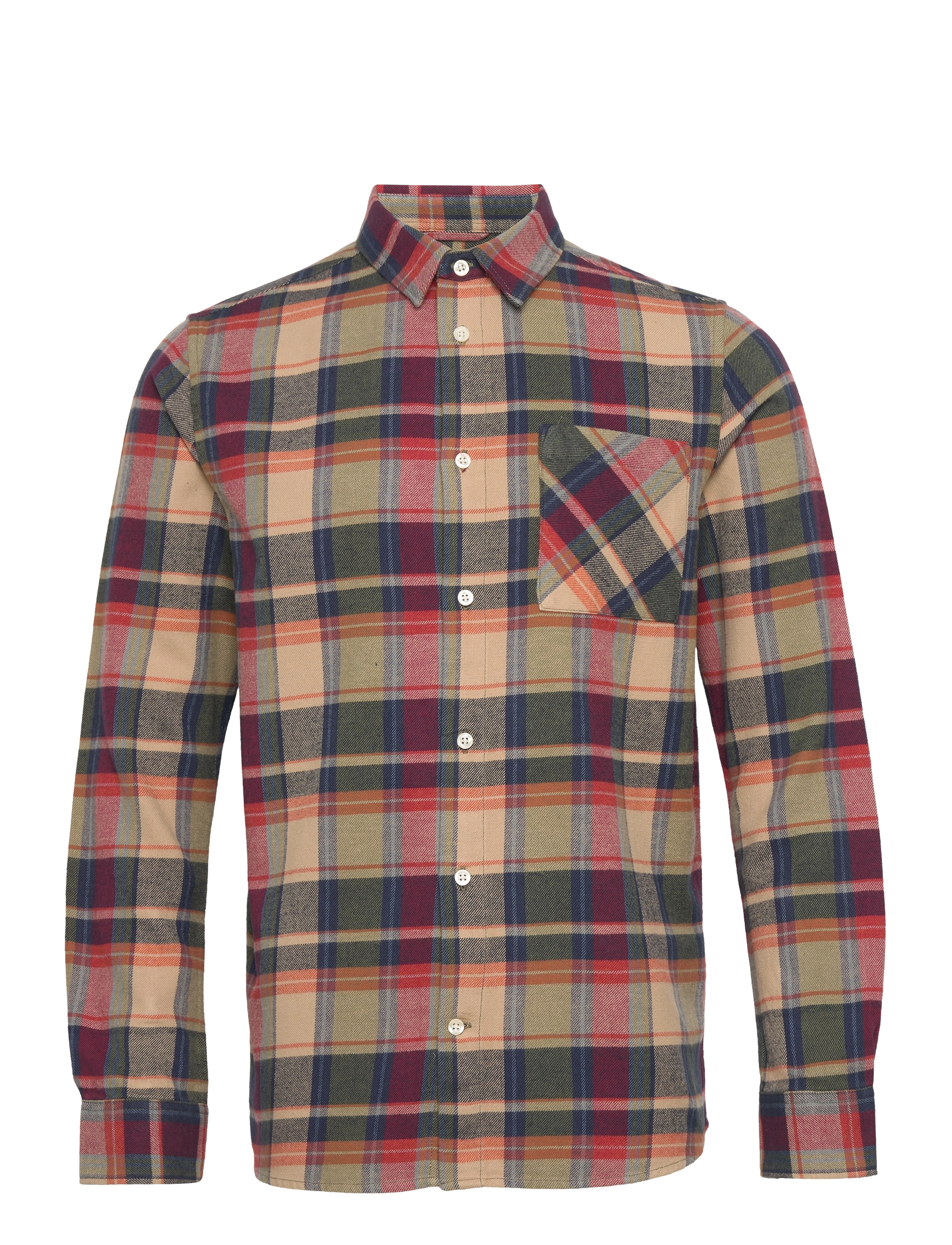 Knowledge Cotton Apparel - Regular light flannel checkered shi - green check - 0