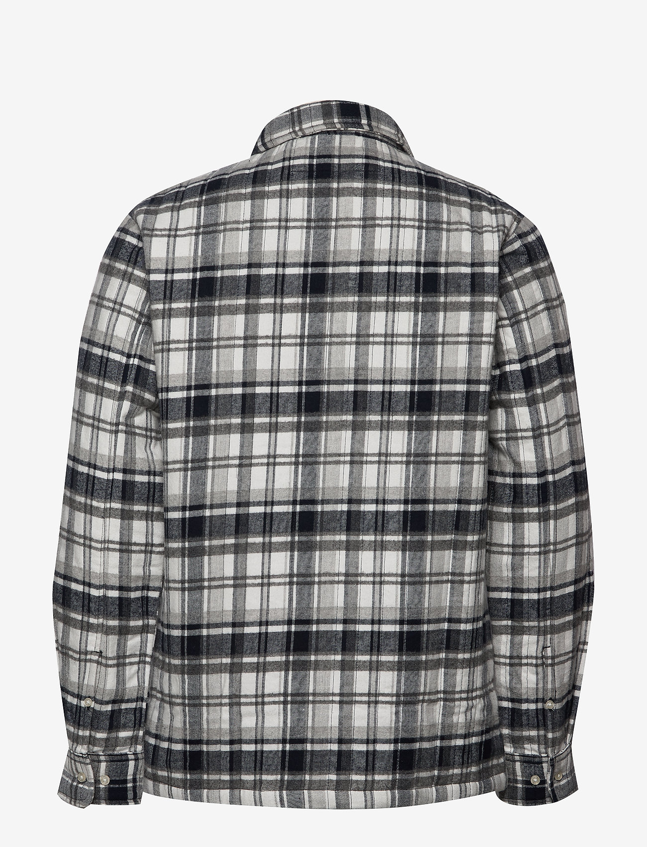 Knowledge Cotton Apparel - Quilted checked fannel overshirt - - dark grey melange - 1