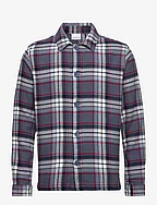 Big checked heavy flannel overshirt - CHINA BLUE