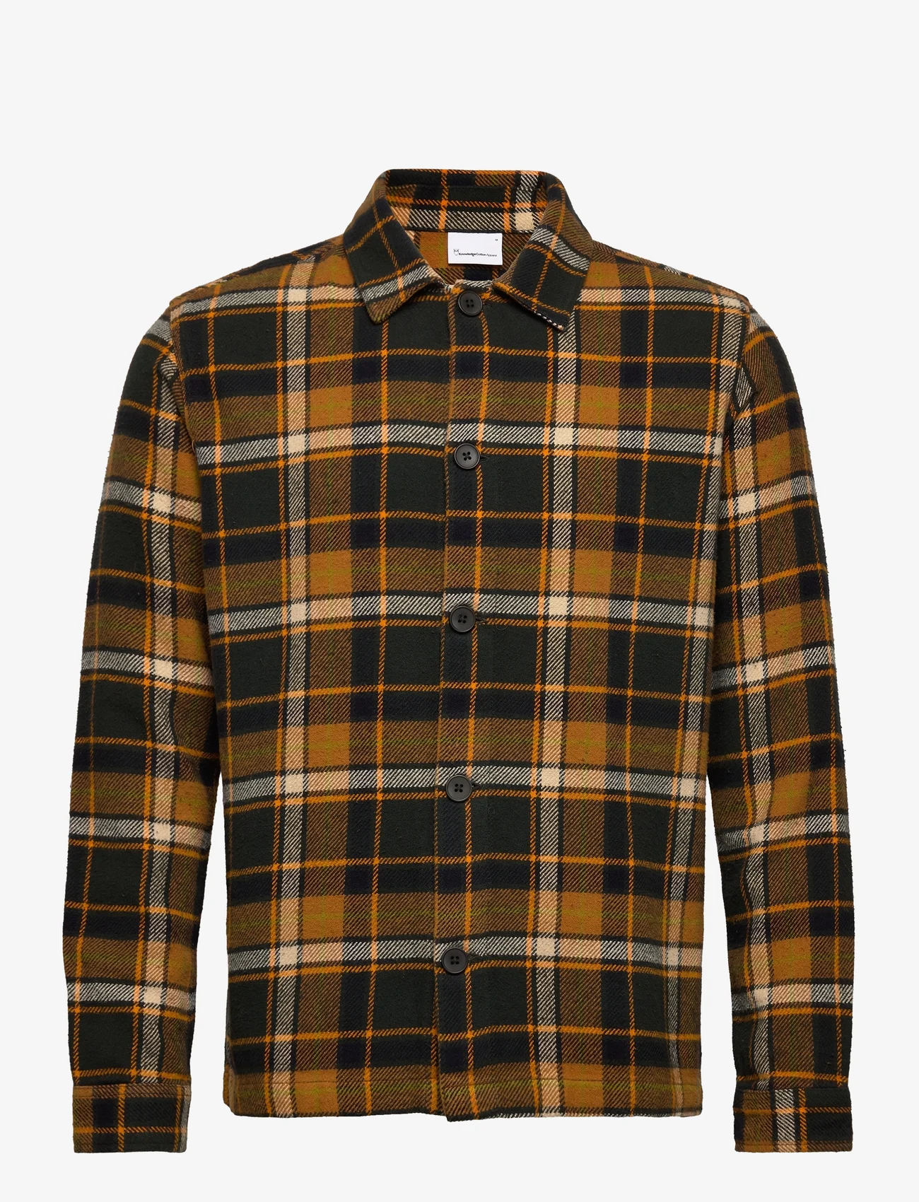 Knowledge Cotton Apparel - Big checked heavy flannel overshirt - mænd - forrest night - 0