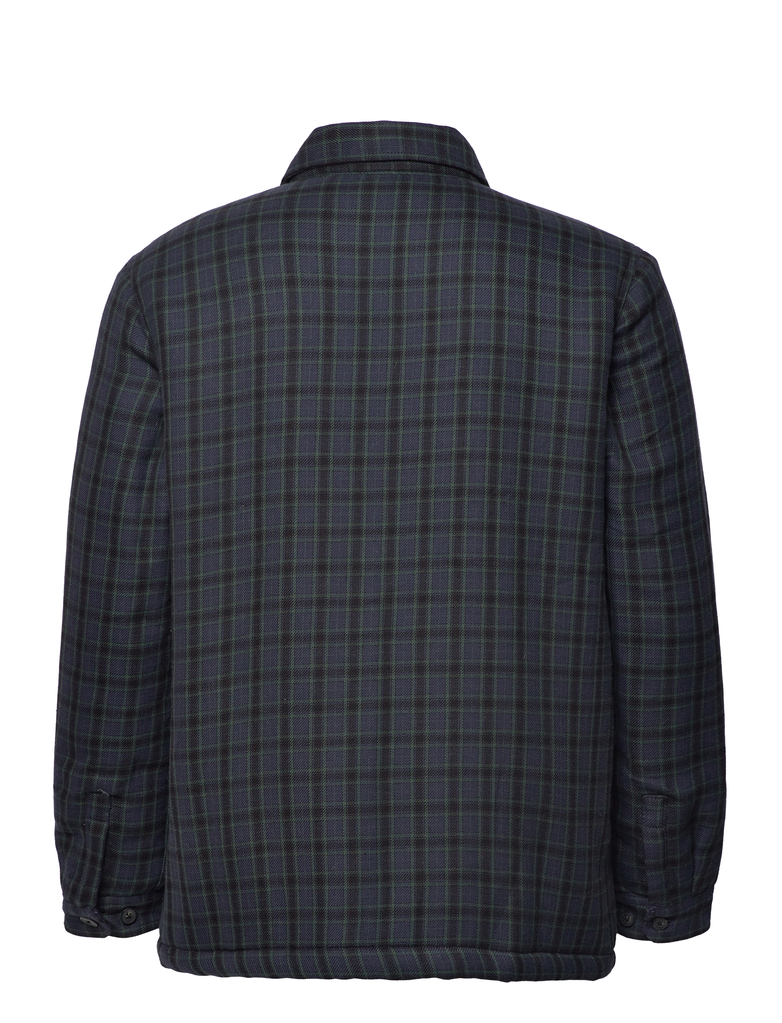Knowledge Cotton Apparel - Teddy lining checked overshirt - OC - trekking green - 1