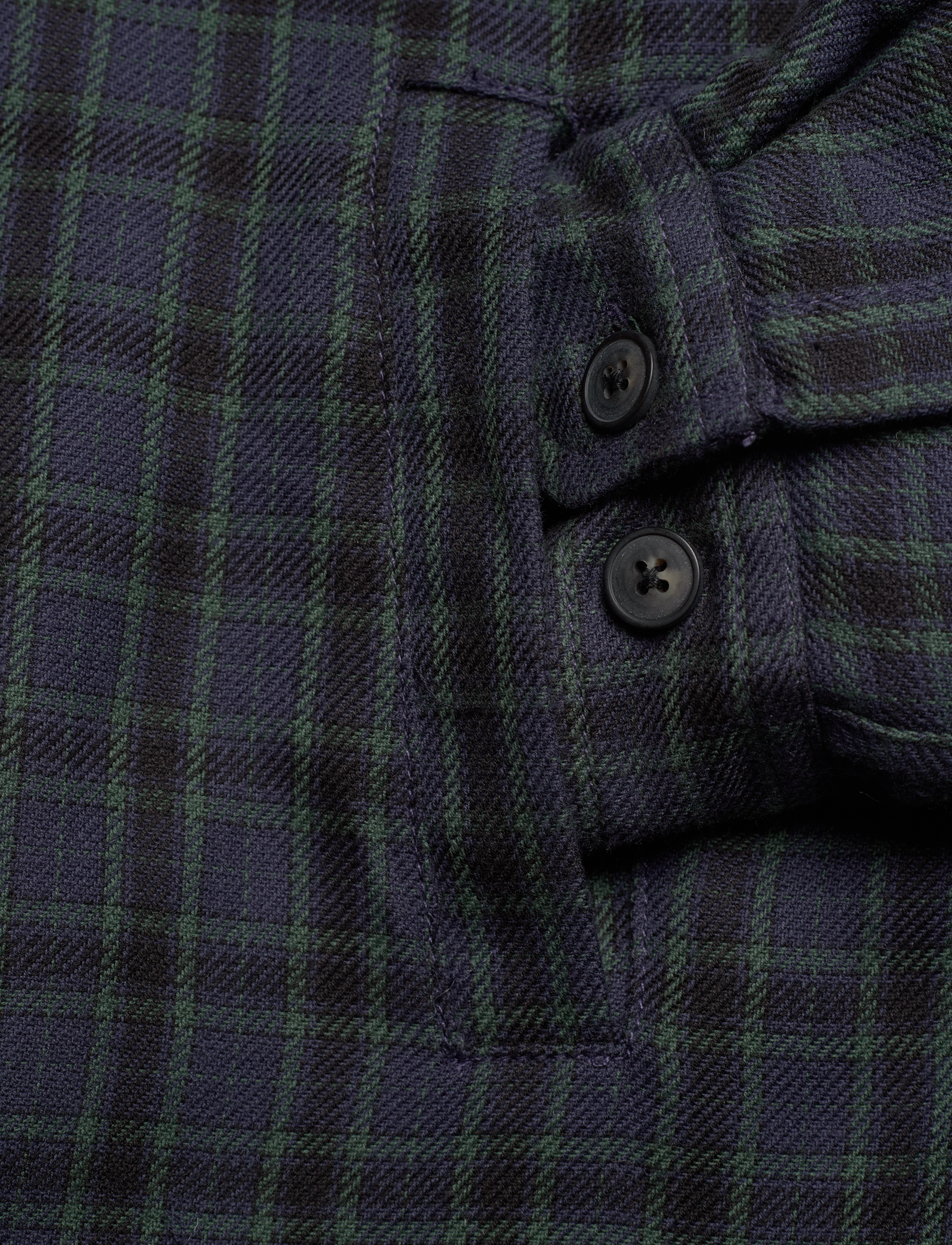 Knowledge Cotton Apparel - Teddy lining checked overshirt - OC - trekking green - 4