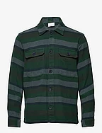 Heavy flannel striped overshirt - G - TREKKING GREEN