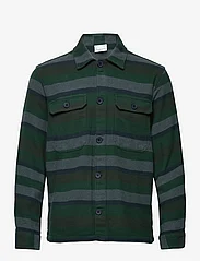 Knowledge Cotton Apparel - Heavy flannel striped overshirt - G - trekking green - 0