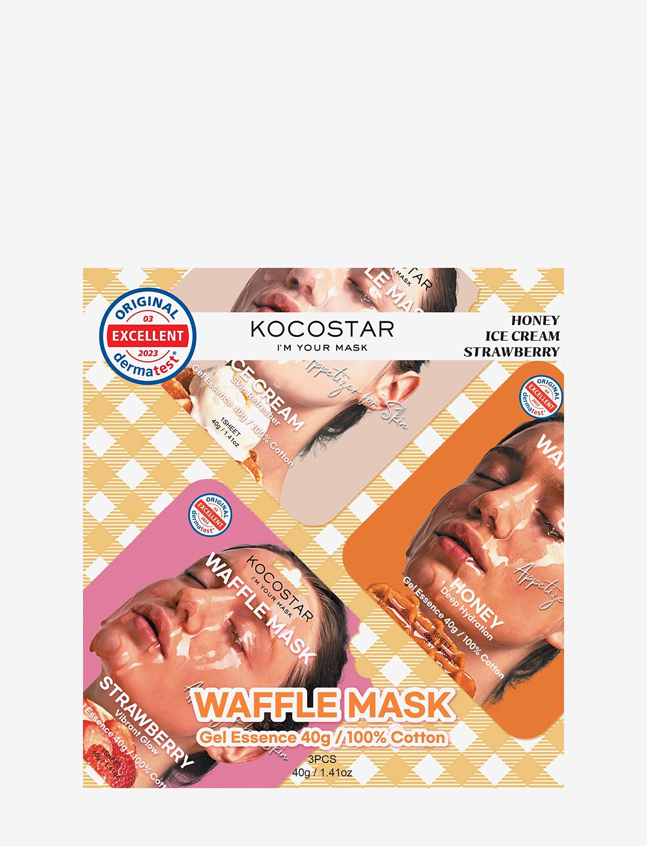 KOCOSTAR - KOCOSTAR Waffle Mask Kit 3pcs - sheet masks - clear - 0
