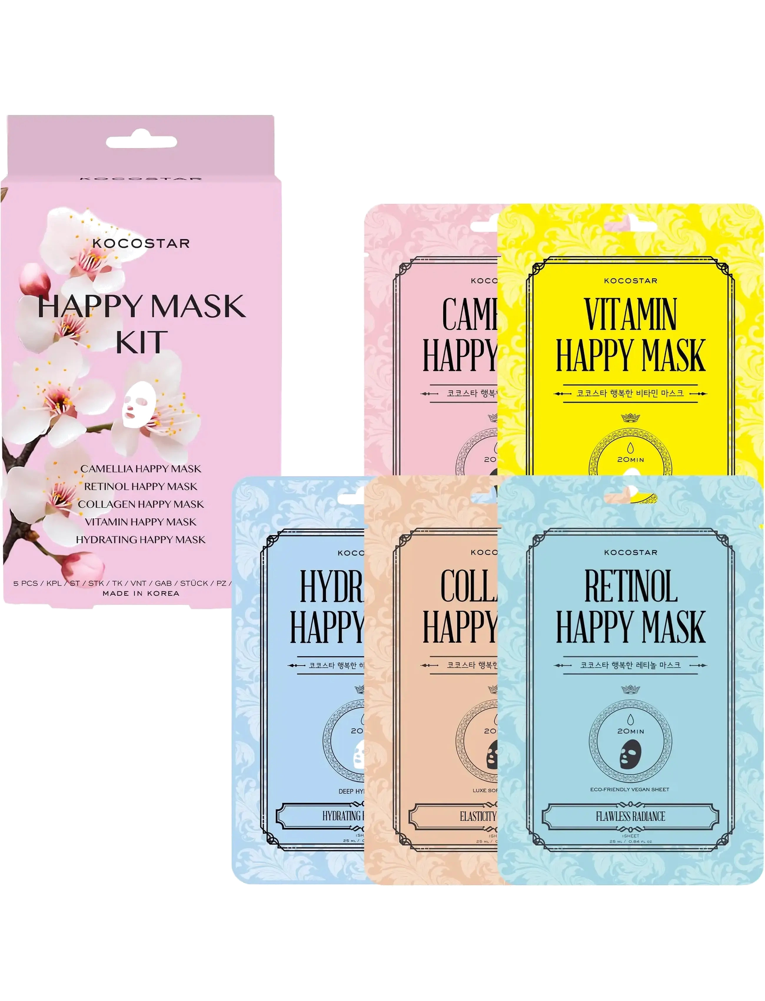 KOCOSTAR - KOCOSTAR Happy Mask Kit NEW - sheet masks - clear - 1