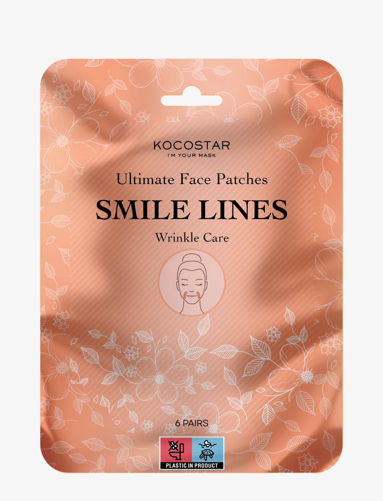 KOCOSTAR Ultimate Face Patches Smile Lines 6 Pairs, Sheetmaske, Nude, Str: 6 PAIRS