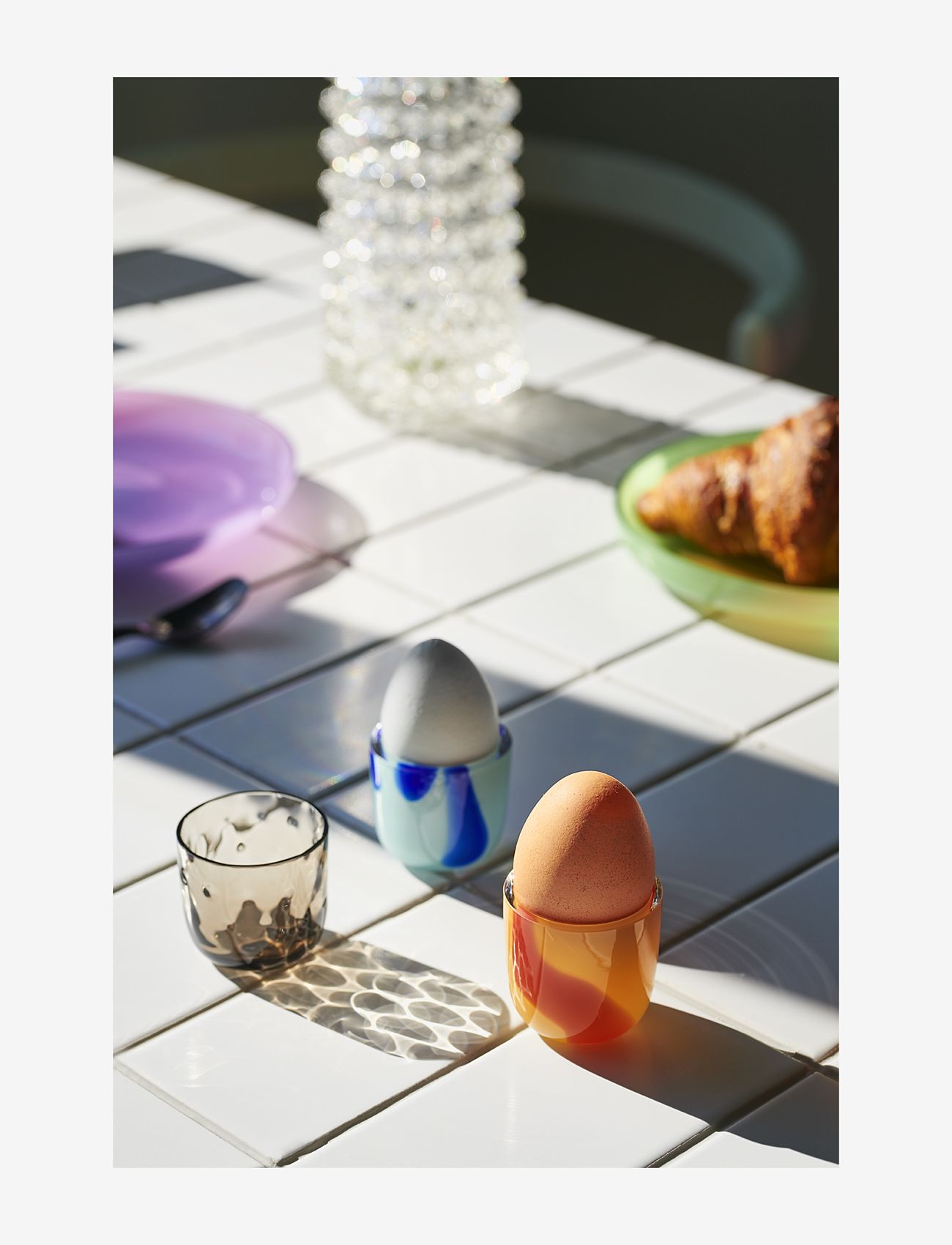 Kodanska - Flow Egg Cupp - beige w. red stripes - 2