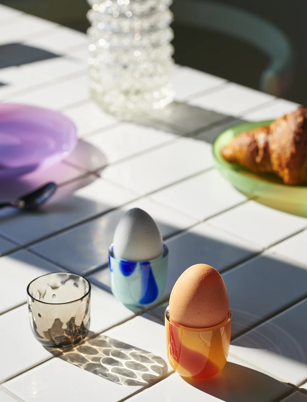 Kodanska - Flow Egg Cupp - eggjabikarar - purple w. green stripes - 2