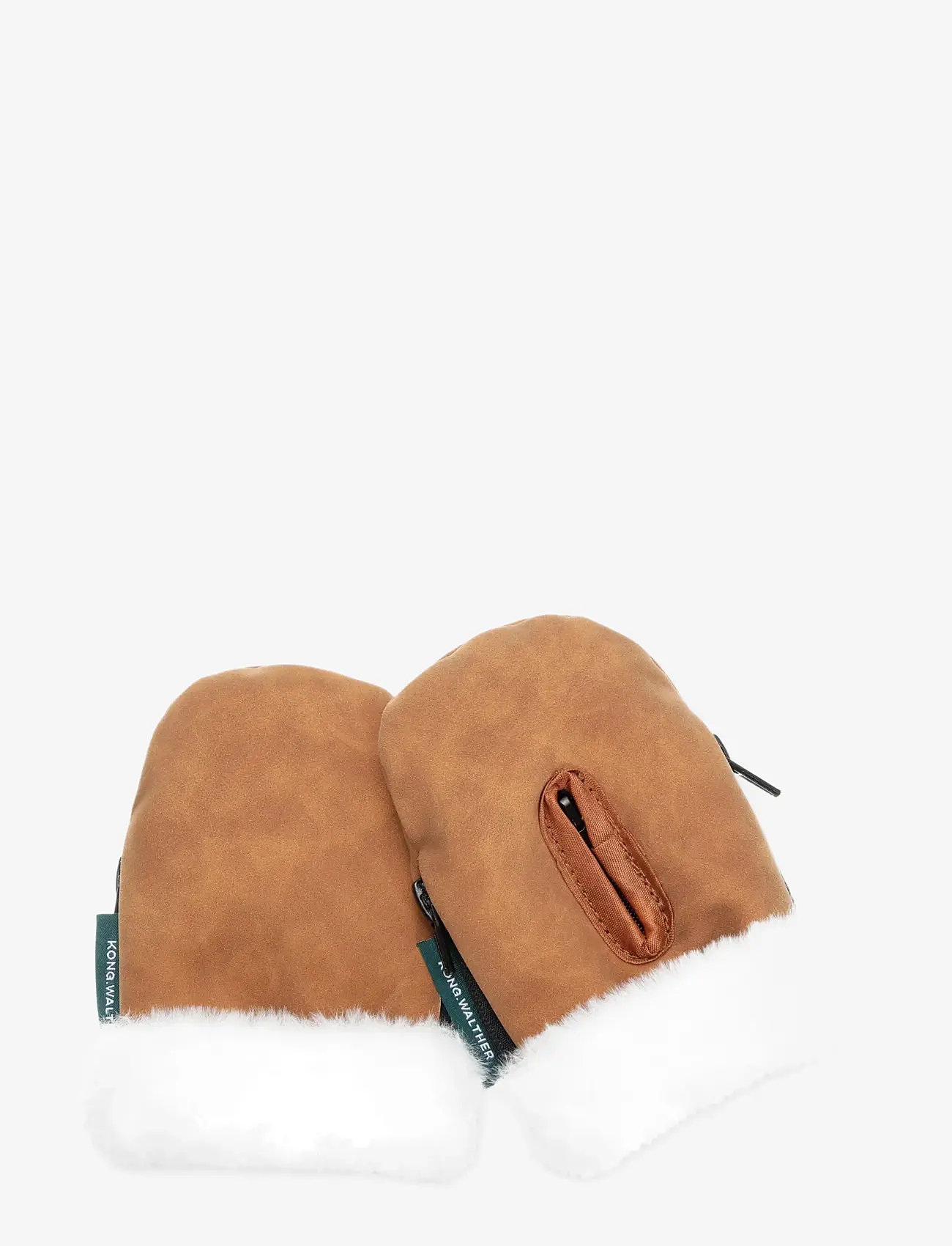 KongWalther - Stroller Gloves Mini Brown Faux Suede - barnvagnstillbehör - brown faux suede - 2
